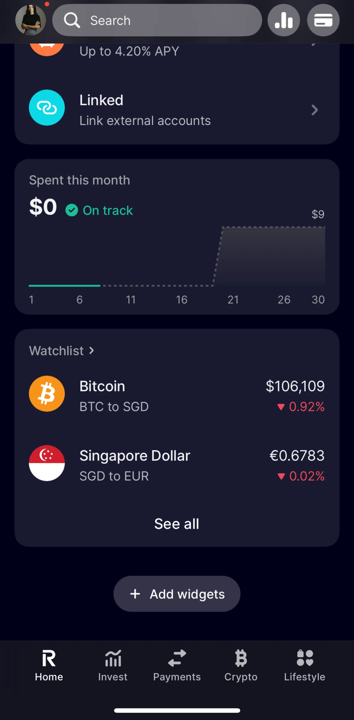 Revolut Screen screen in the Spent this month flow