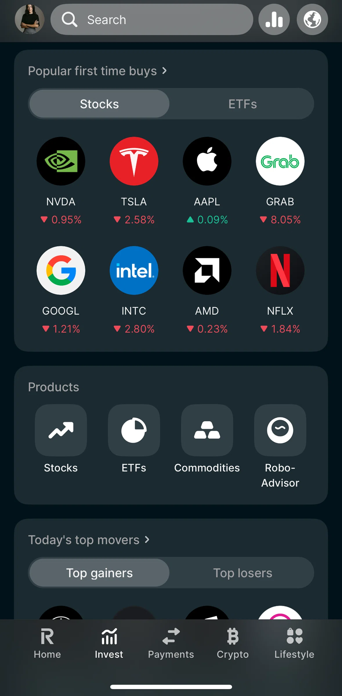 Revolut Screen screen in the Stock detail flow
