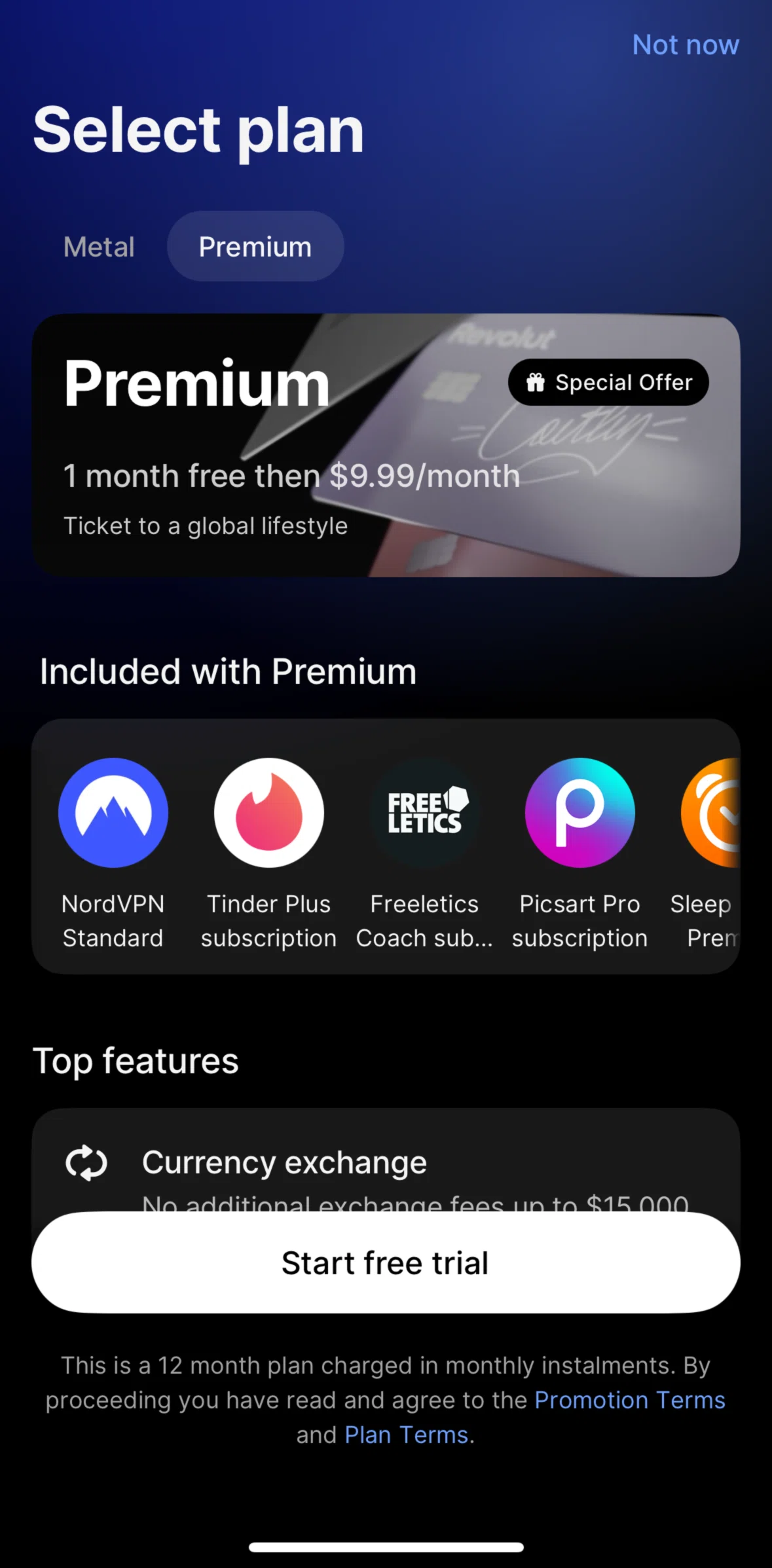 Revolut Screen screen in the Subscribing to Revolut flow