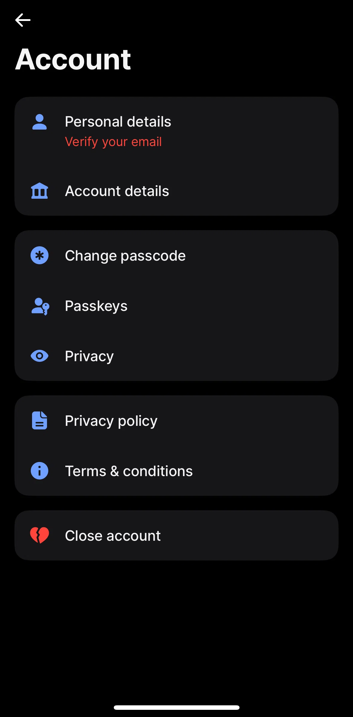 Revolut Screen screen in the Verifying email flow
