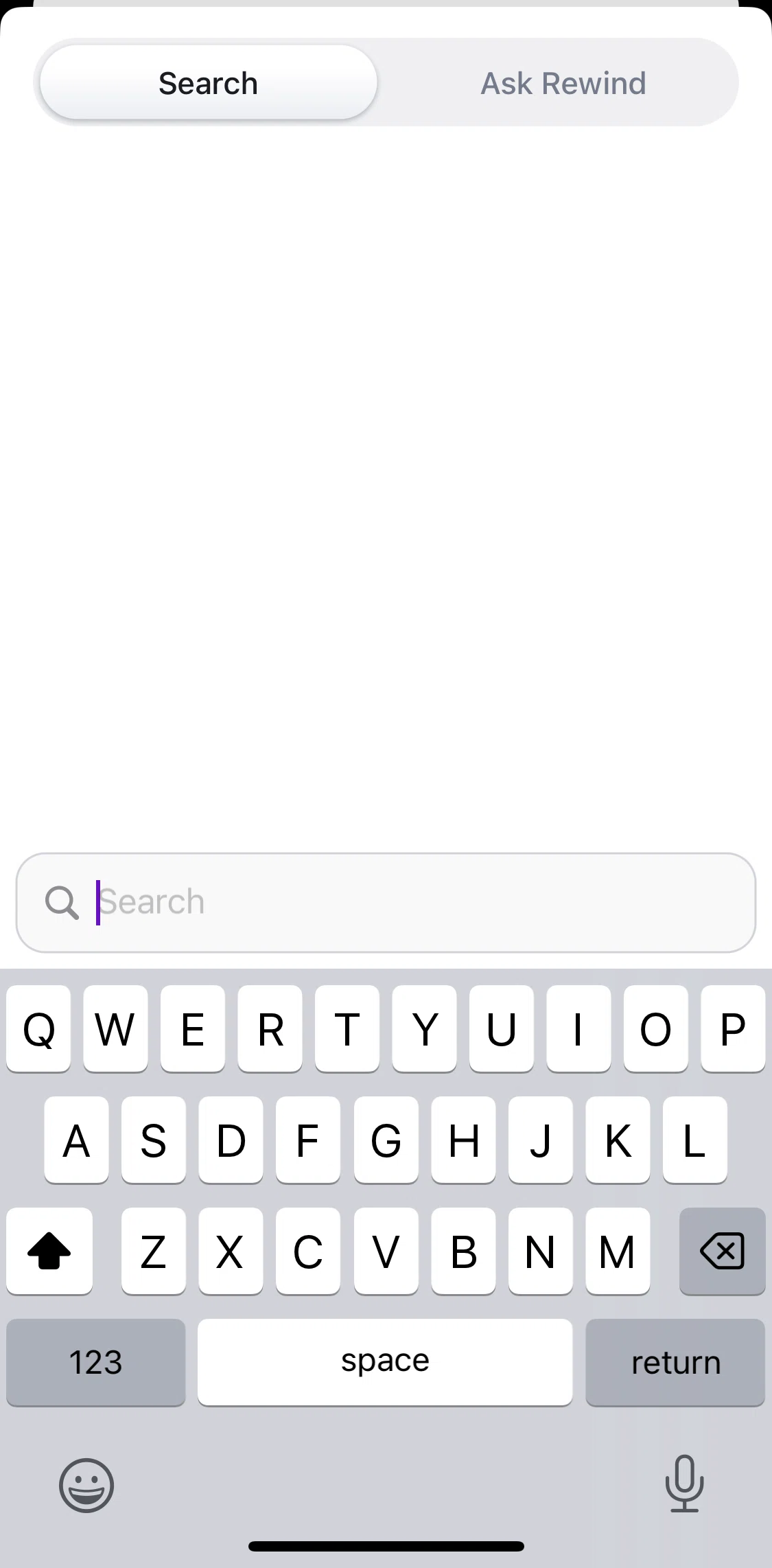 Rewind Screen screen in the Asking Rewind a question flow