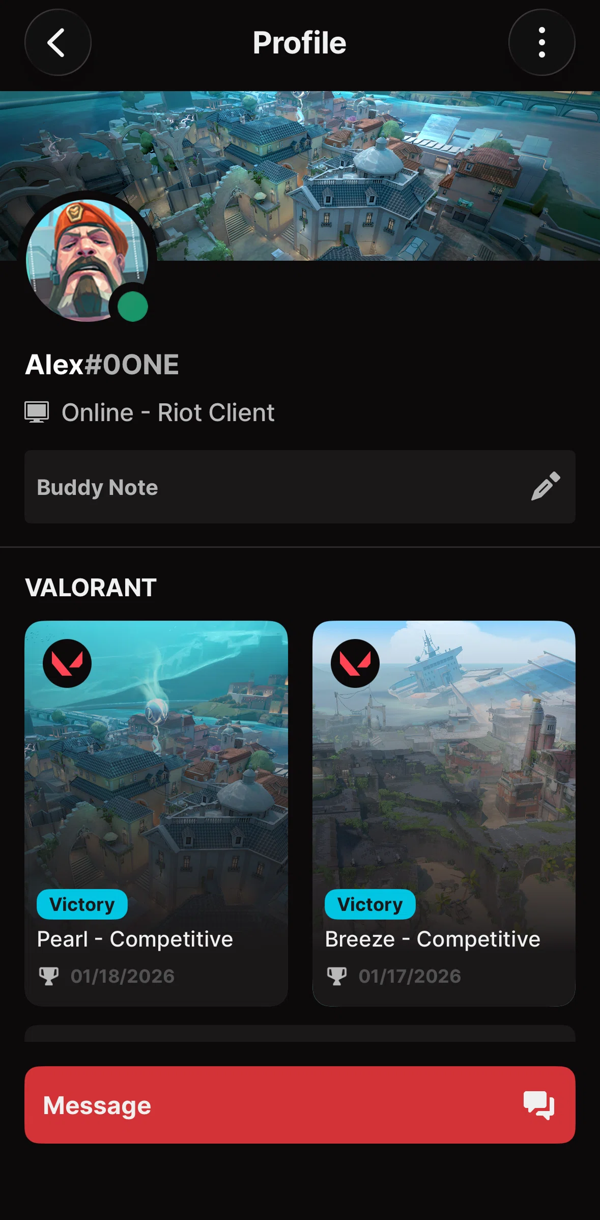 Riot Mobile Screen screen in the Adding a buddy note flow