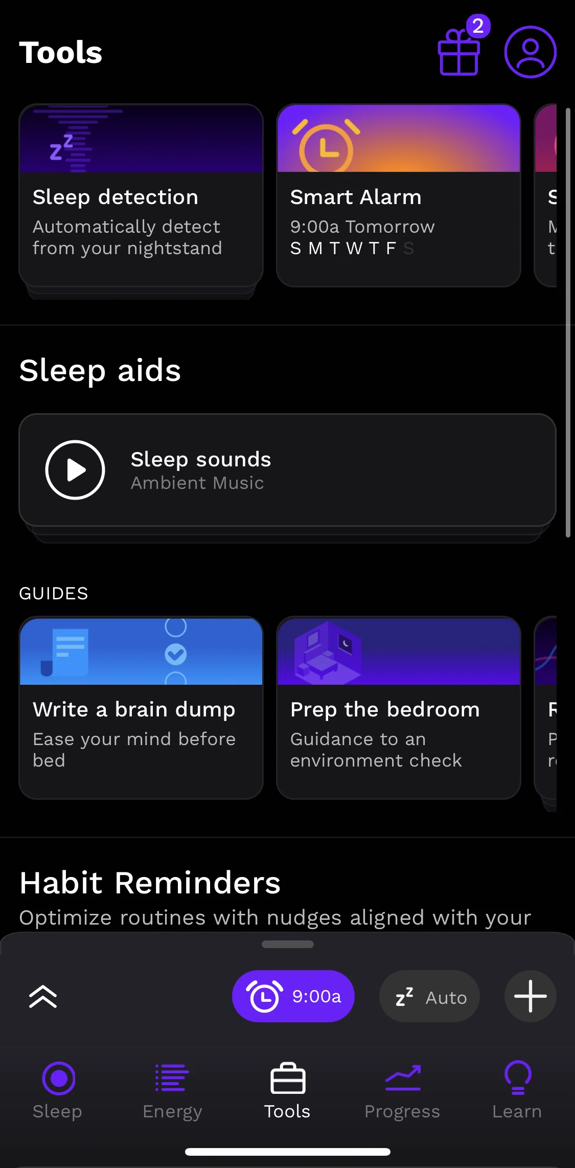 Rise Screen screen in the Playing sleep sounds flow