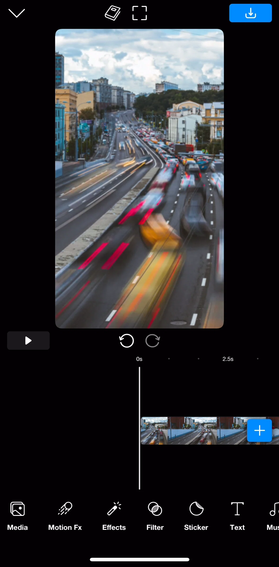 Riveo Screen screen in the Adding a motion FX flow