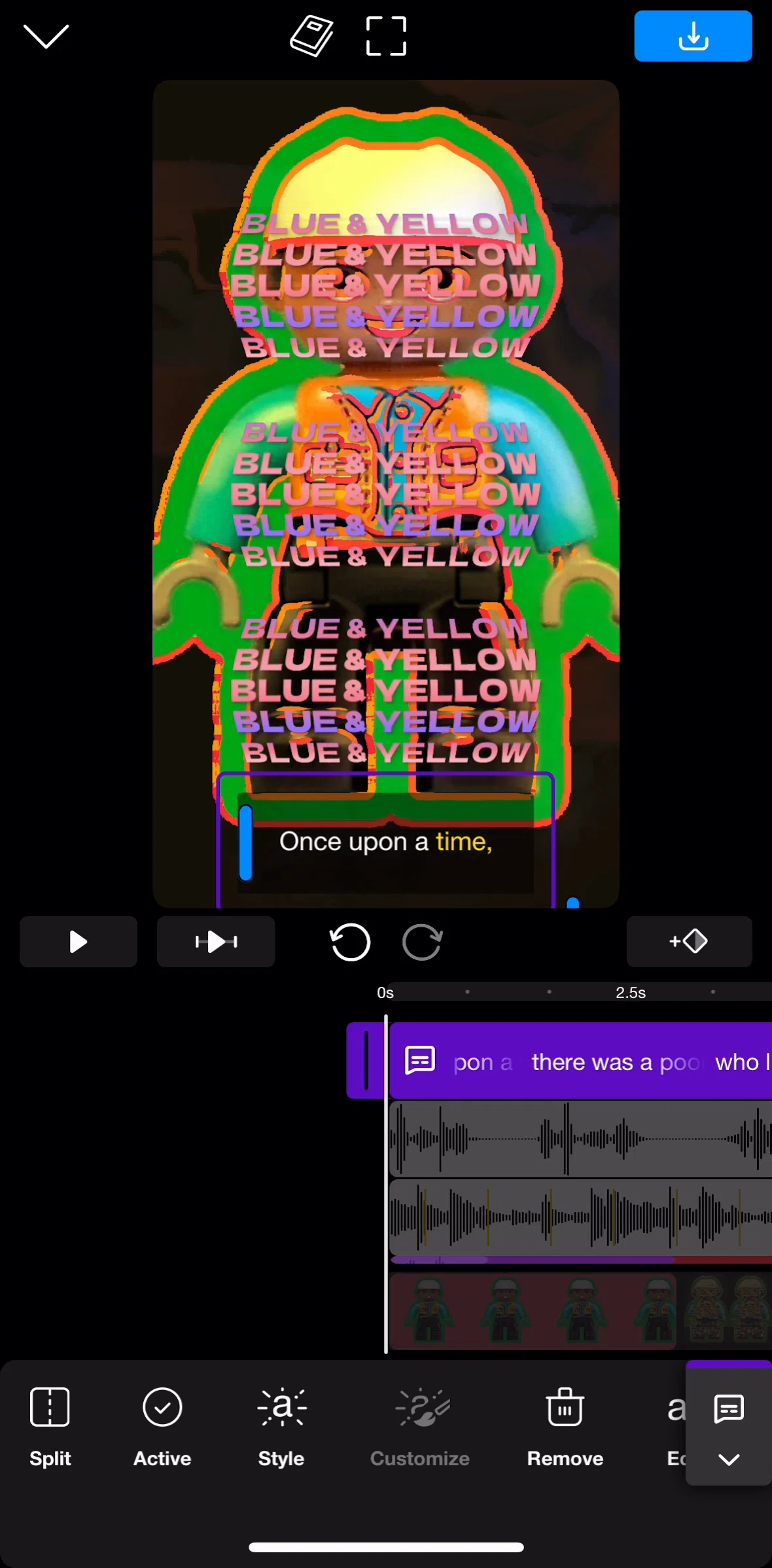 Riveo Screen screen in the Editing subtitle style flow
