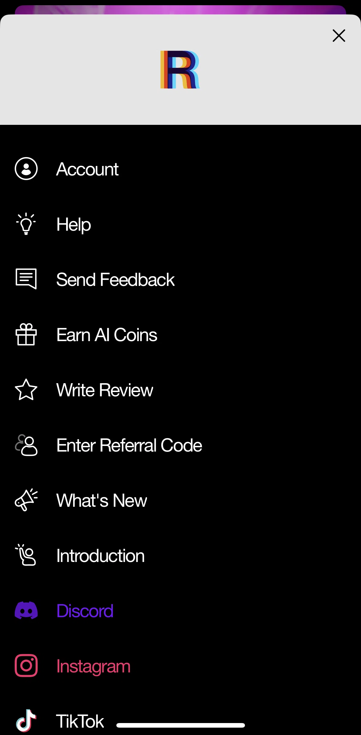 Riveo Screen screen in the Help center flow