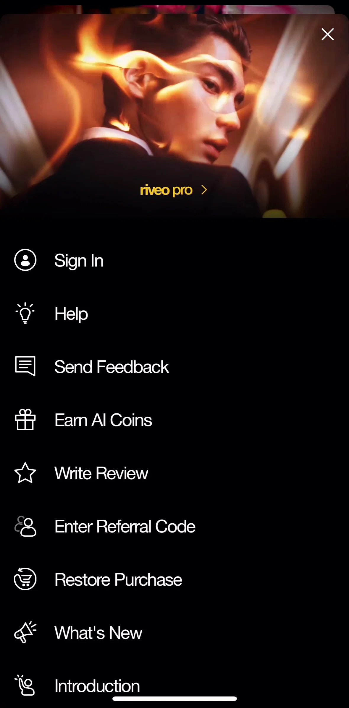 Riveo Screen screen in the Logging in flow