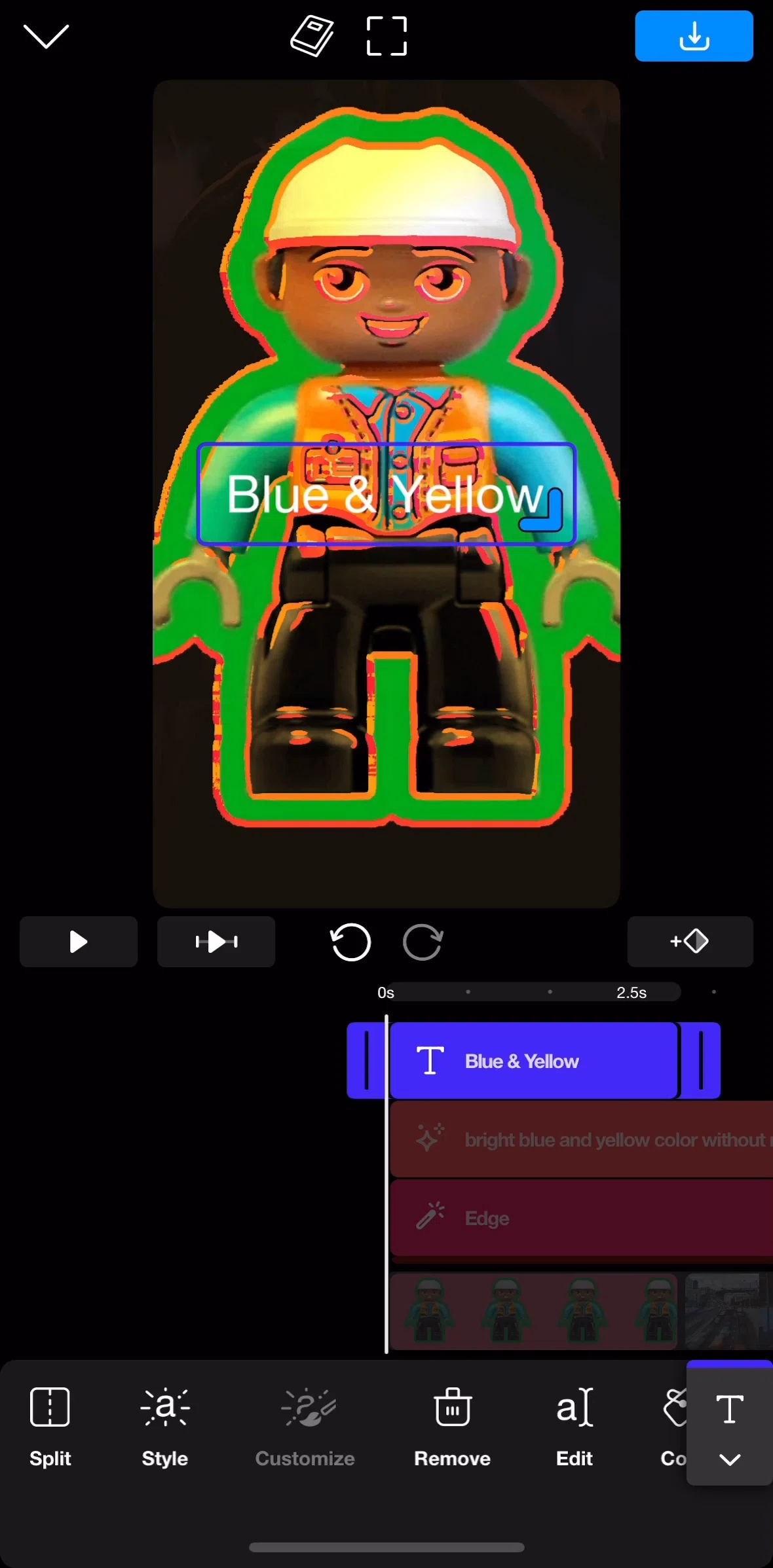 Riveo Screen screen in the Selecting text style flow