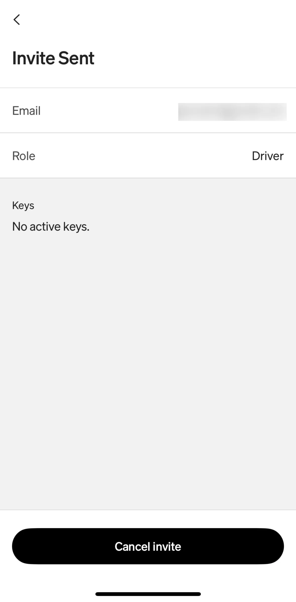 Rivian Screen screen in the Cancelling an invite flow