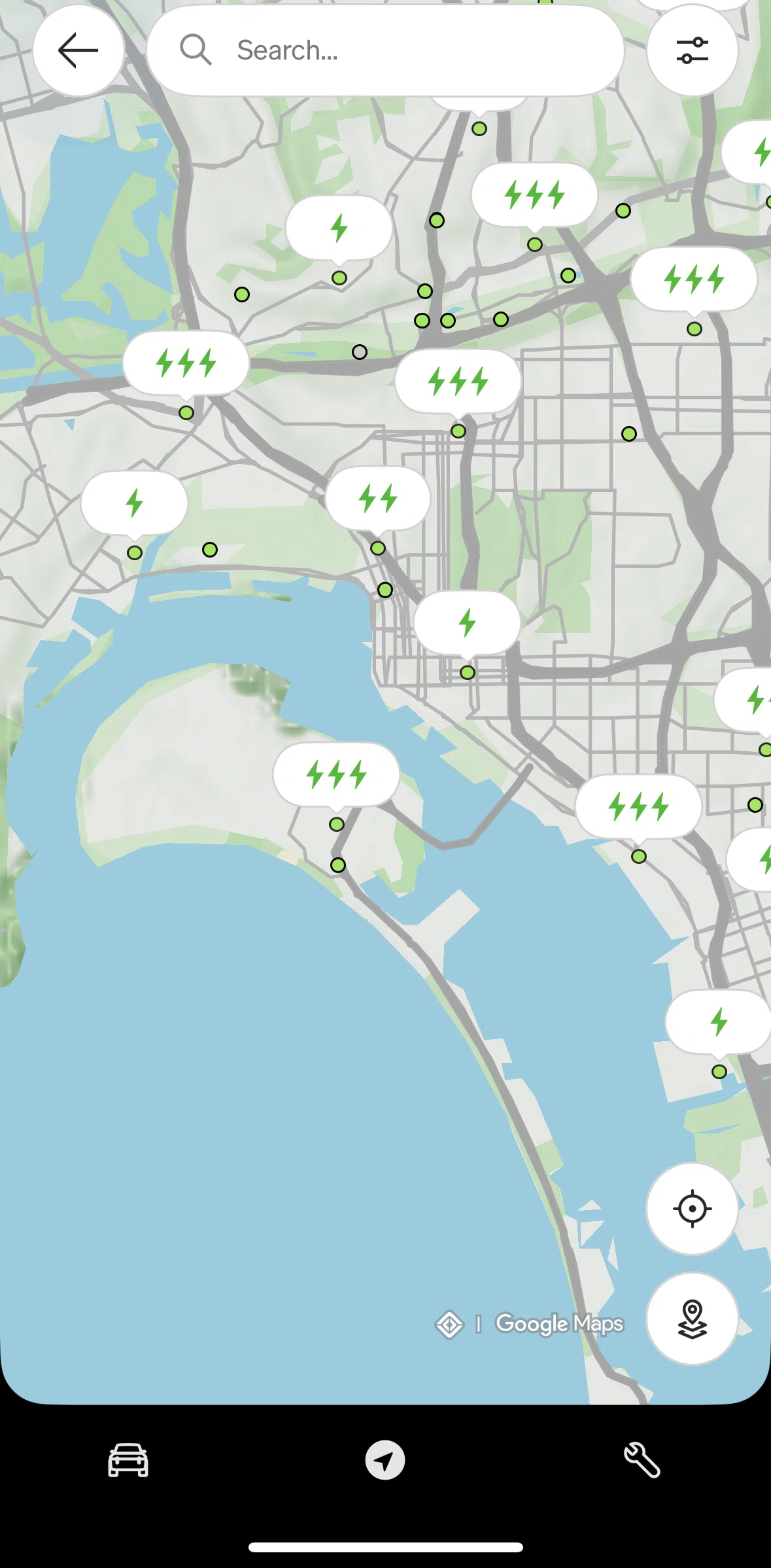 Rivian Screen screen in the Filtering locations flow