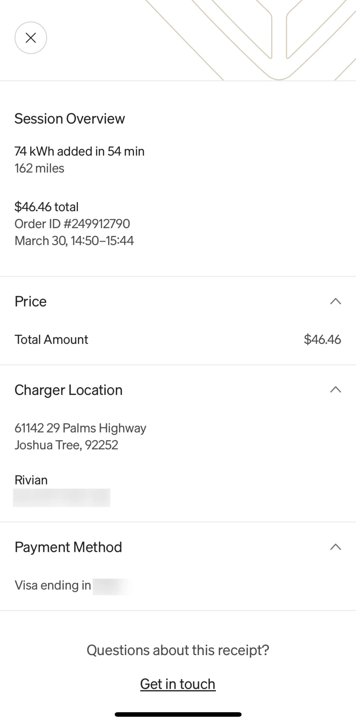 Rivian Screen screen in the Get in touch flow