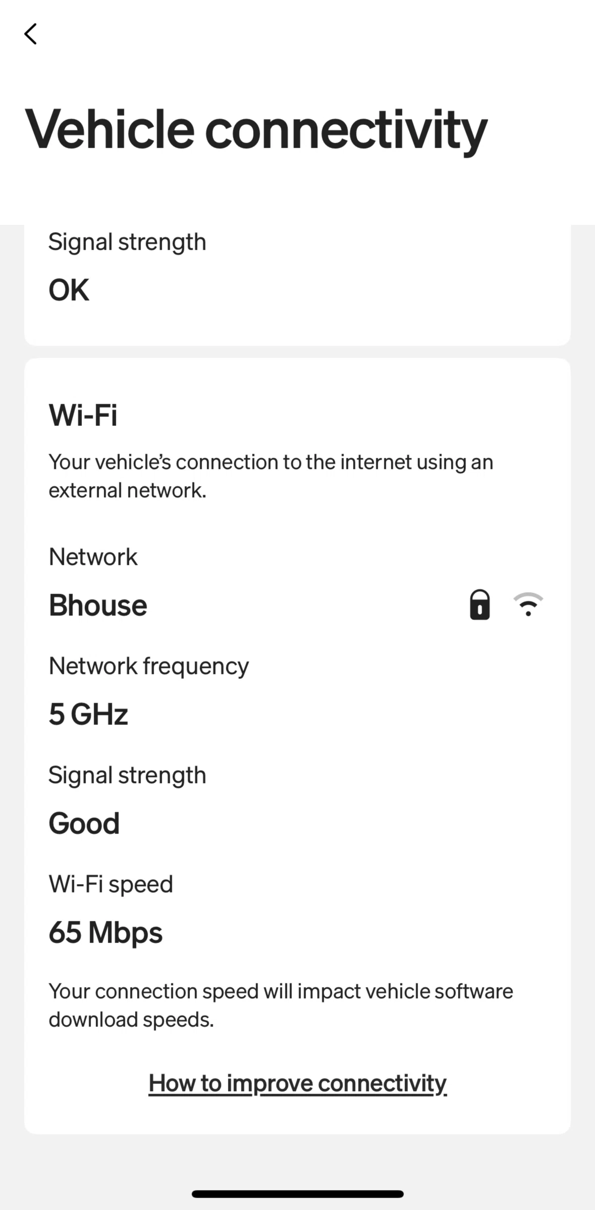 Rivian Screen screen in the Improve connectivity flow