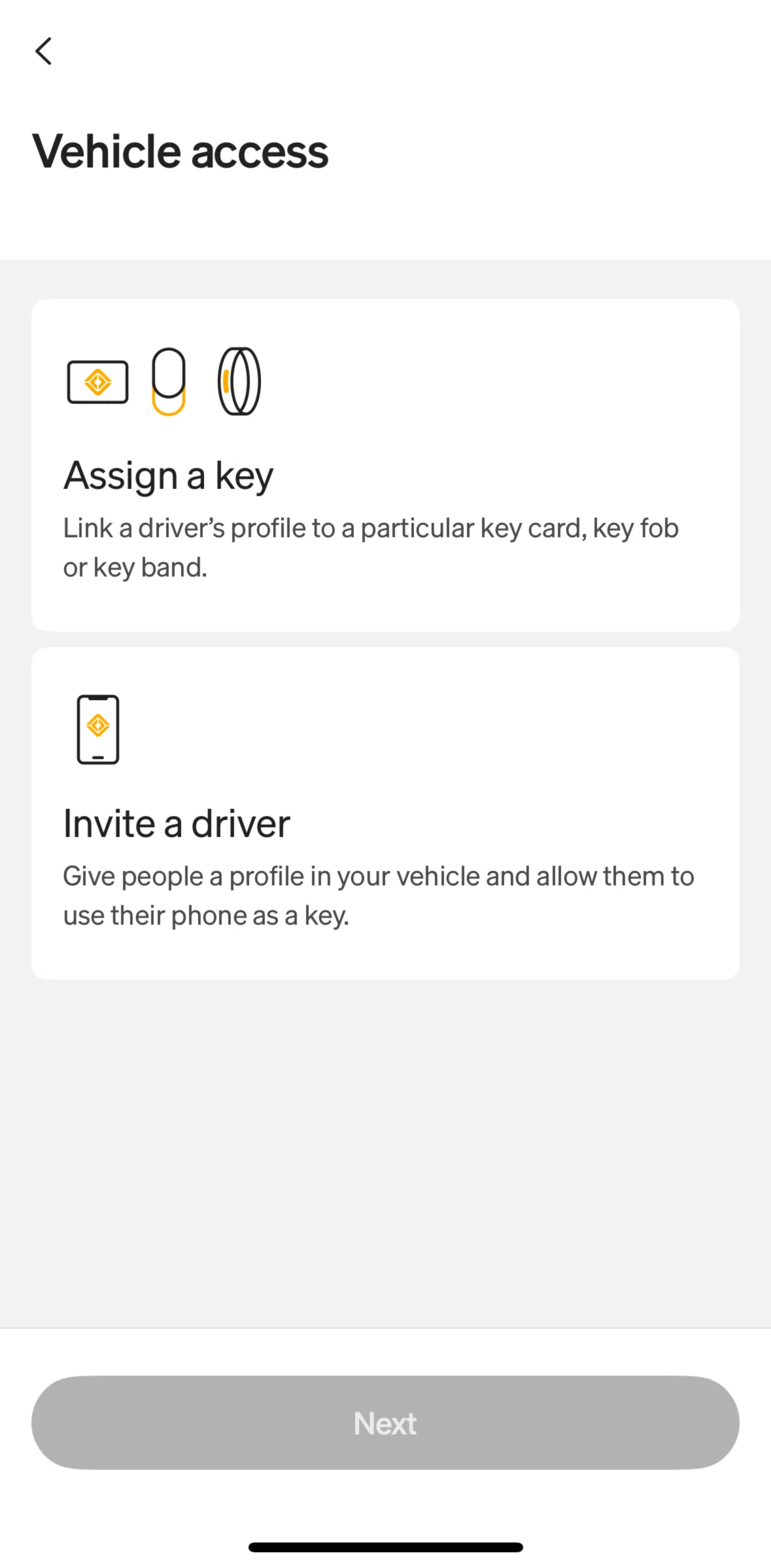 Rivian Screen screen in the Inviting a driver flow