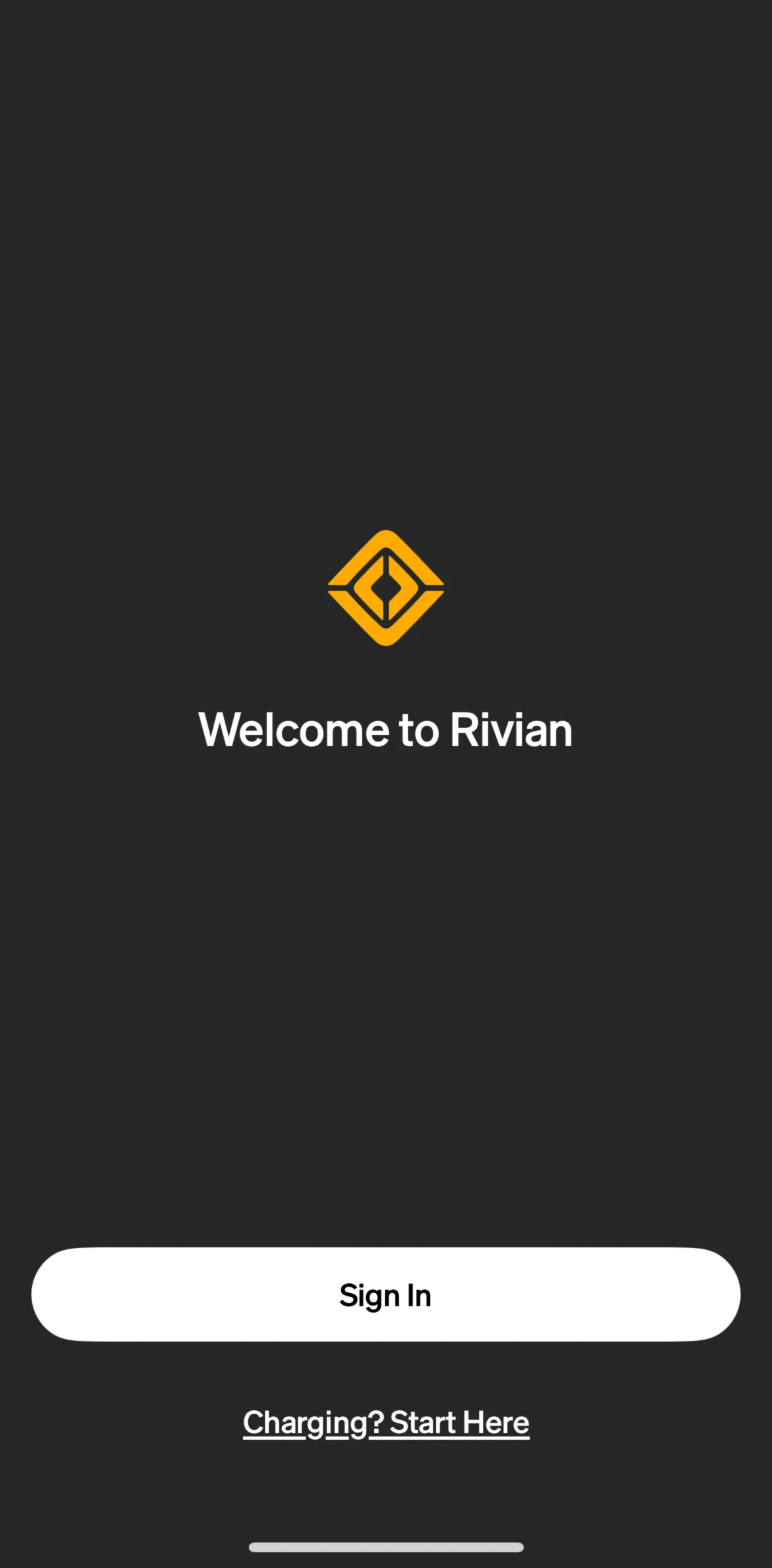 Rivian Screen screen in the Logging in flow