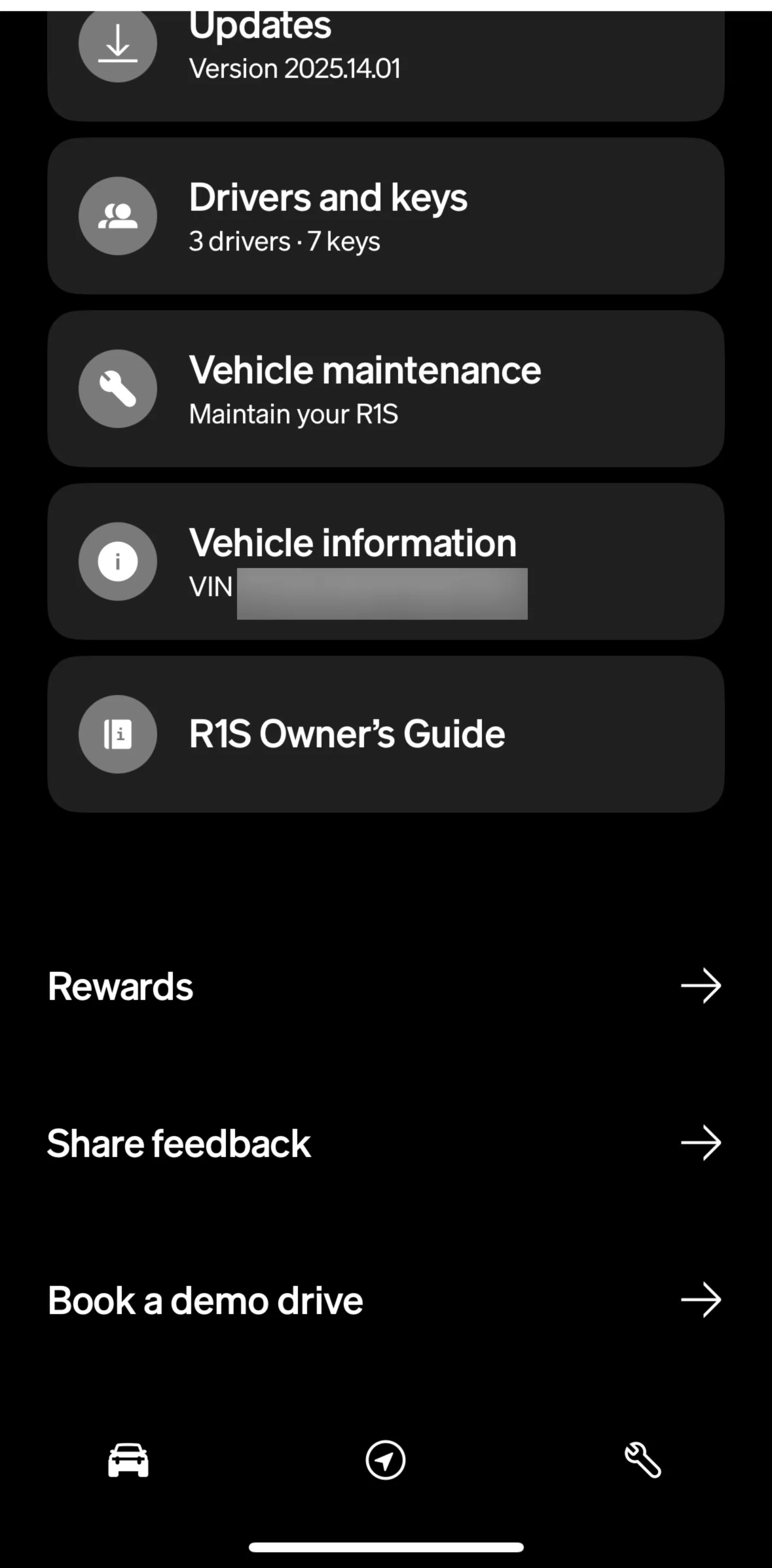Rivian Screen screen in the Owner's guide flow