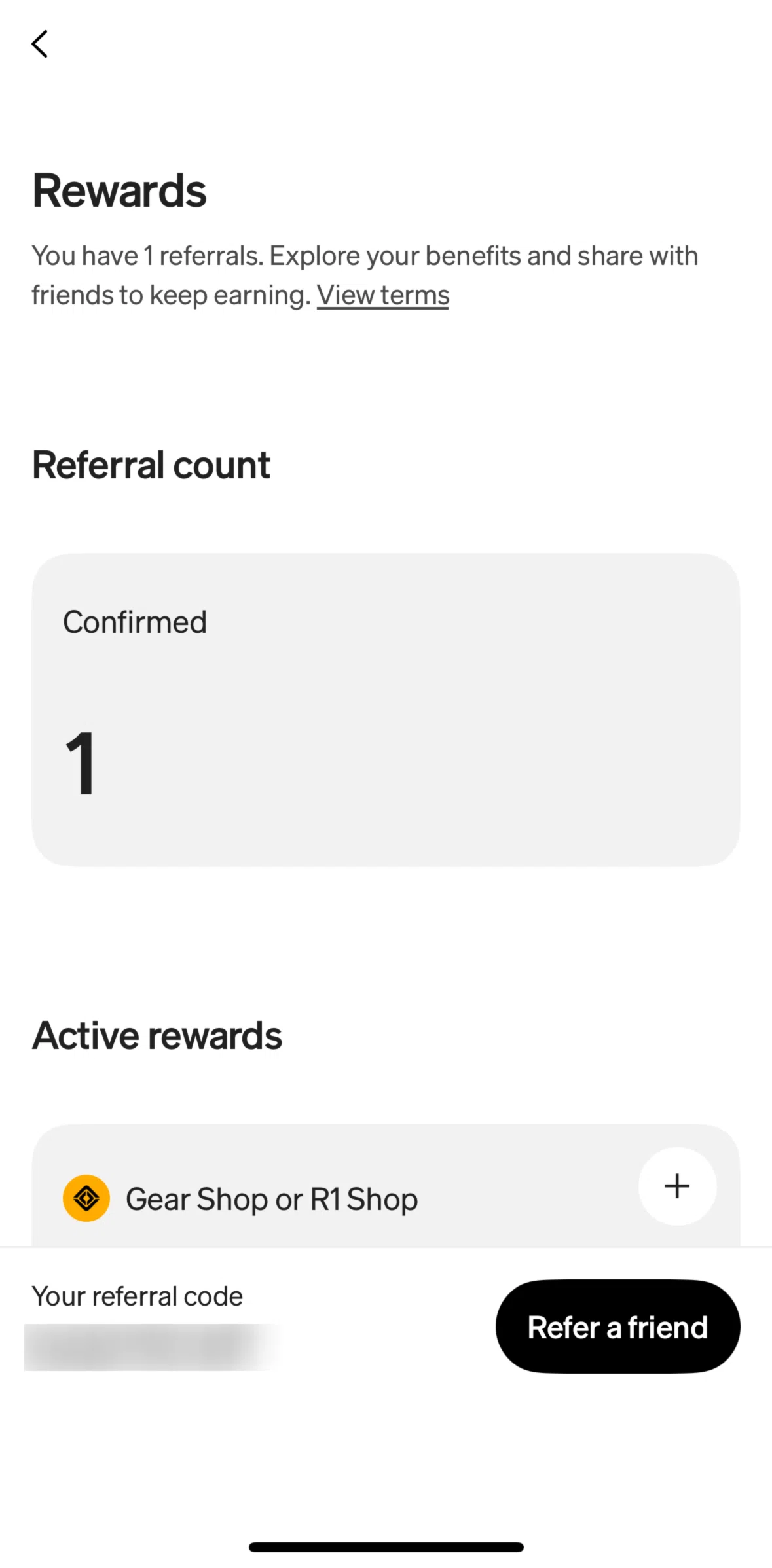 Rivian Screen screen in the Referral count flow