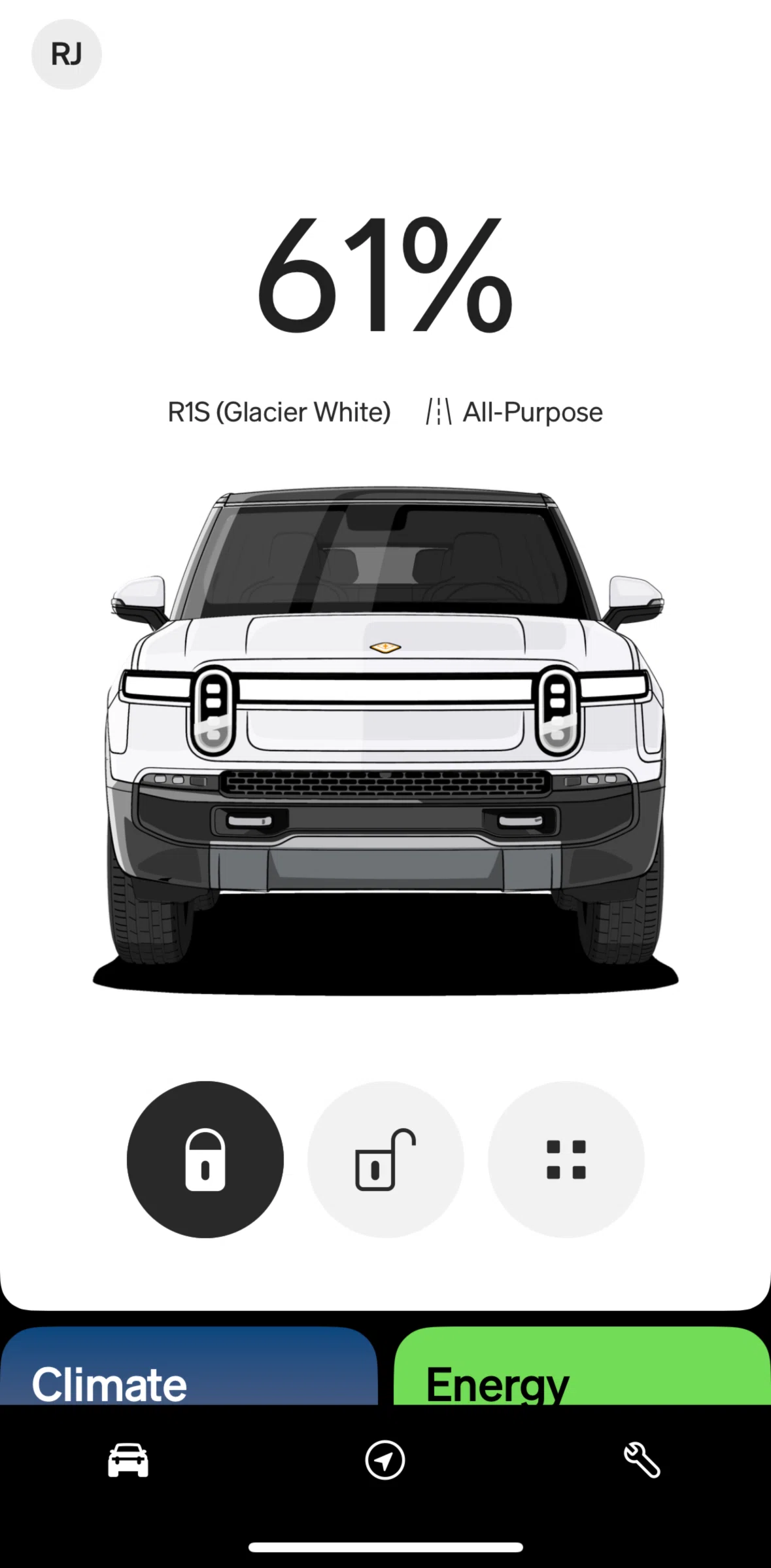 Rivian Screen screen in the Rescheduling demo drive flow