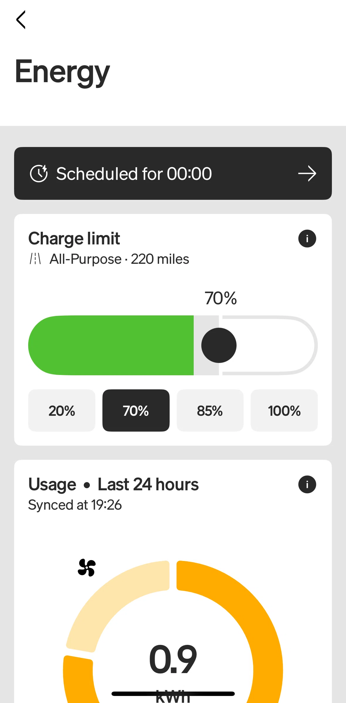 Rivian Screen screen in the Scheduled charge flow