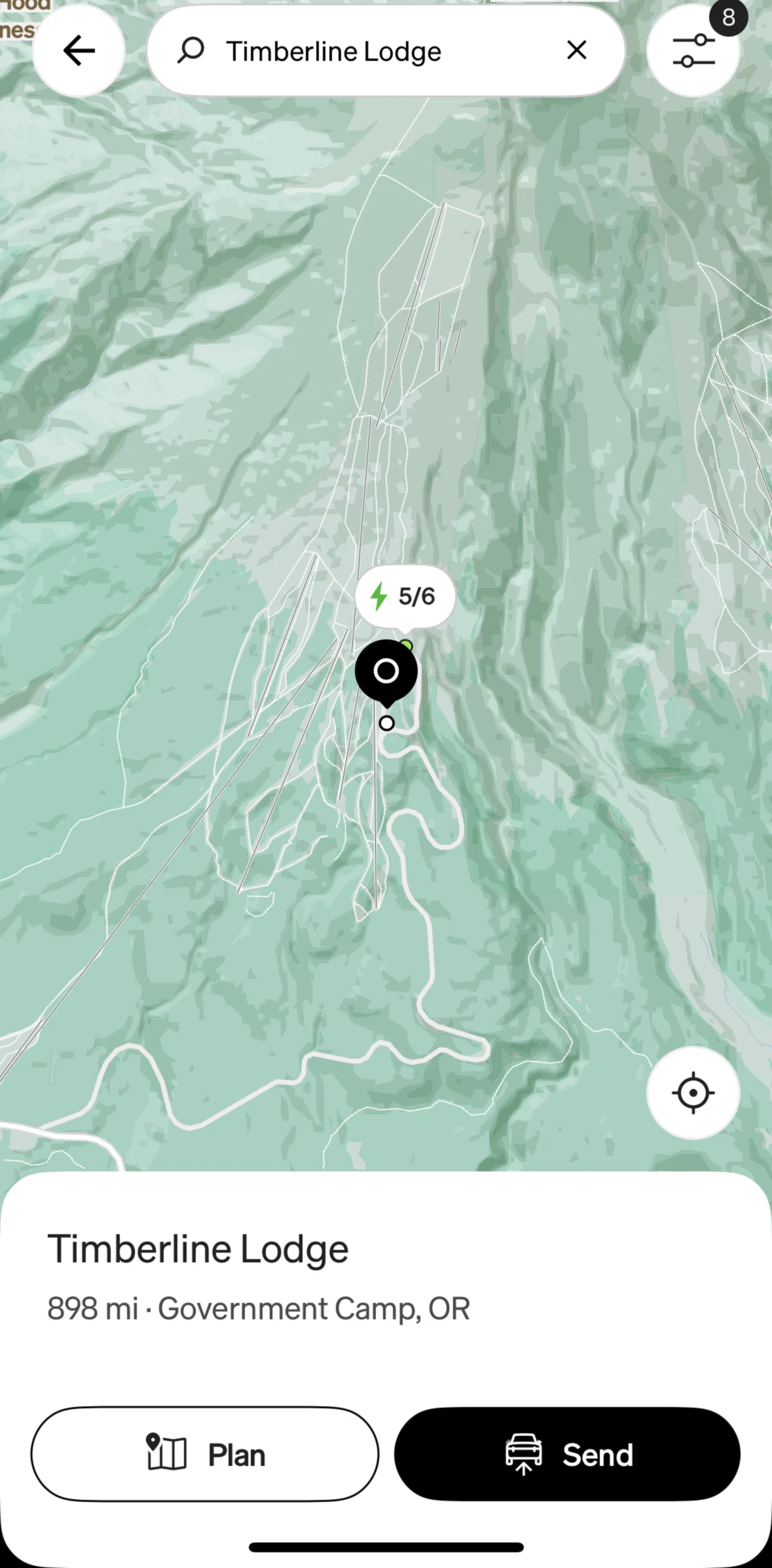 Rivian Screen screen in the Sending location to car flow