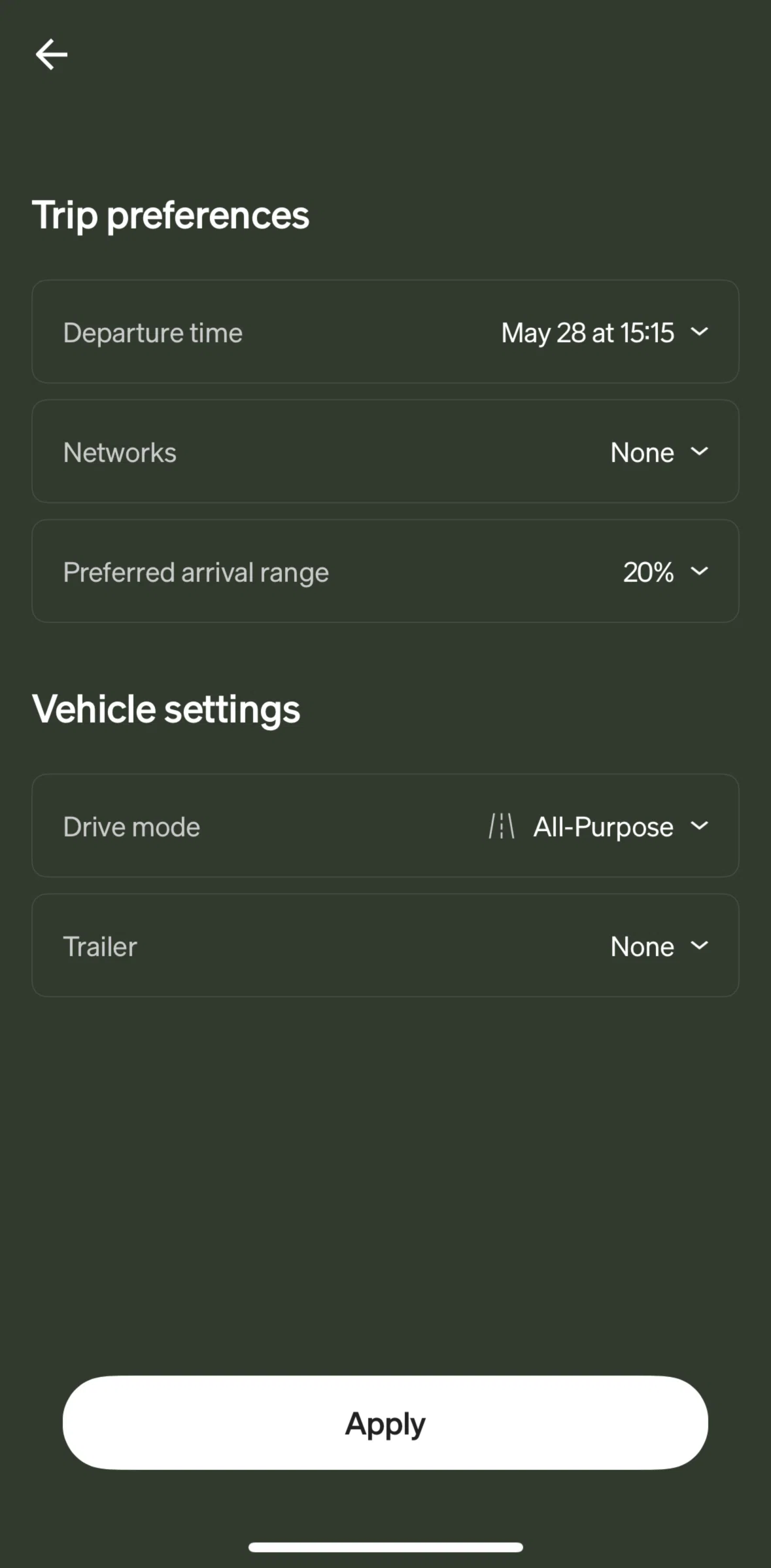 Rivian Screen screen in the Trailer flow
