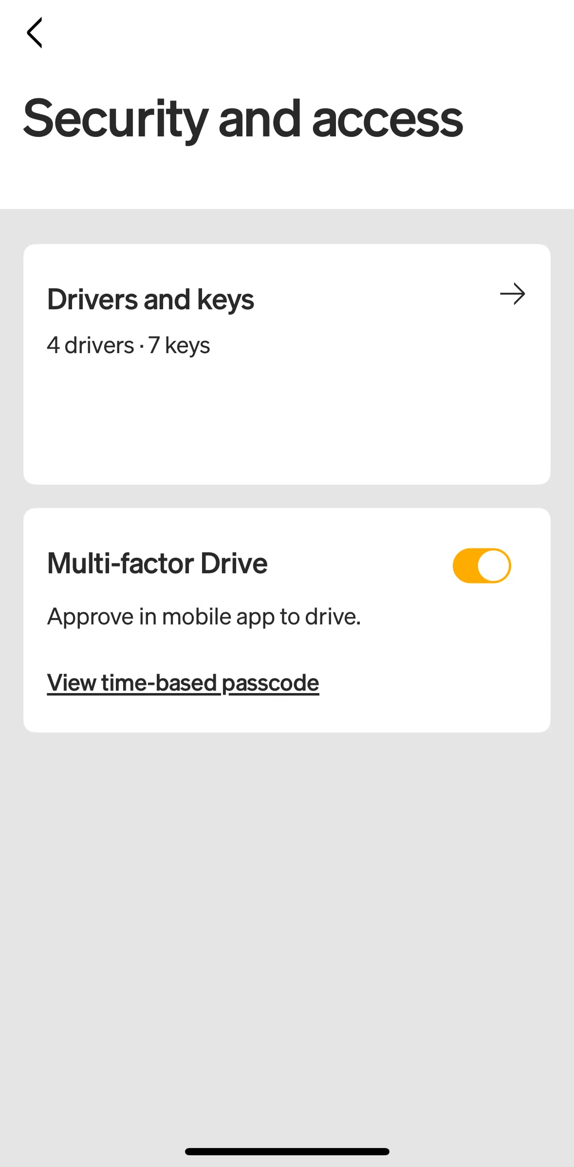 Rivian Screen screen in the View time-based passcode flow