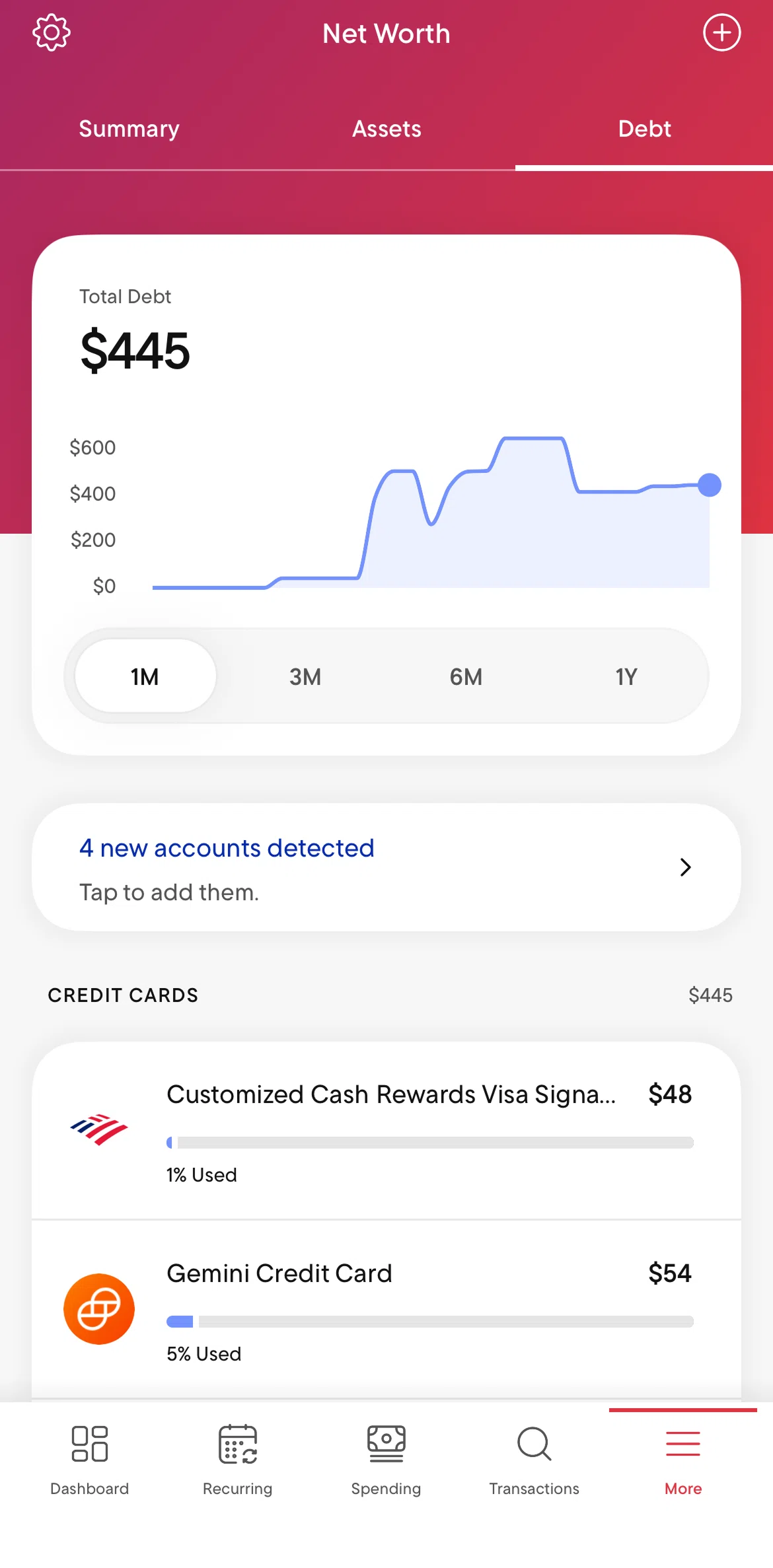 Rocket Money Screen screen in the Add new loans flow