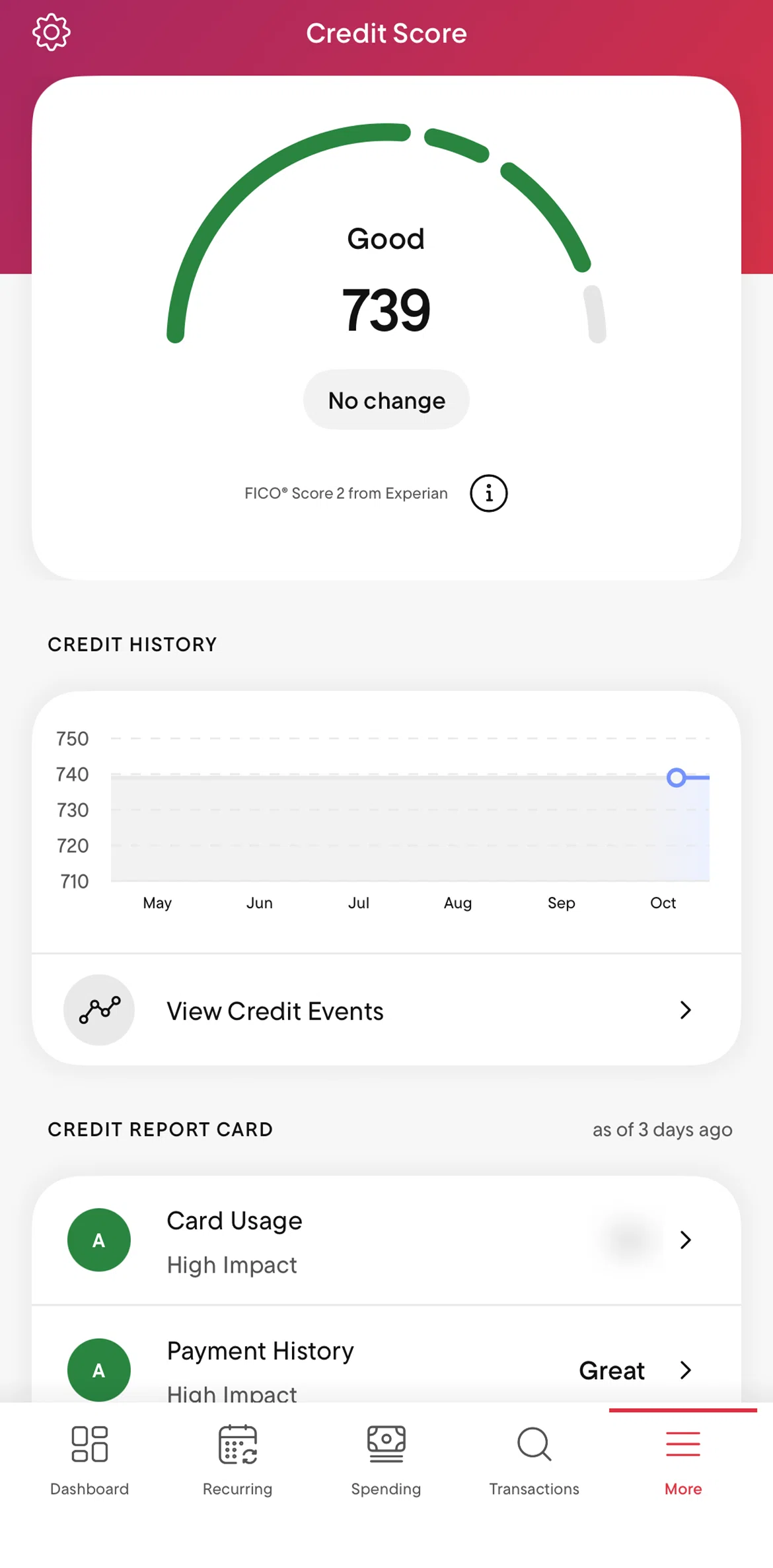 Rocket Money Screen screen in the Credit events flow