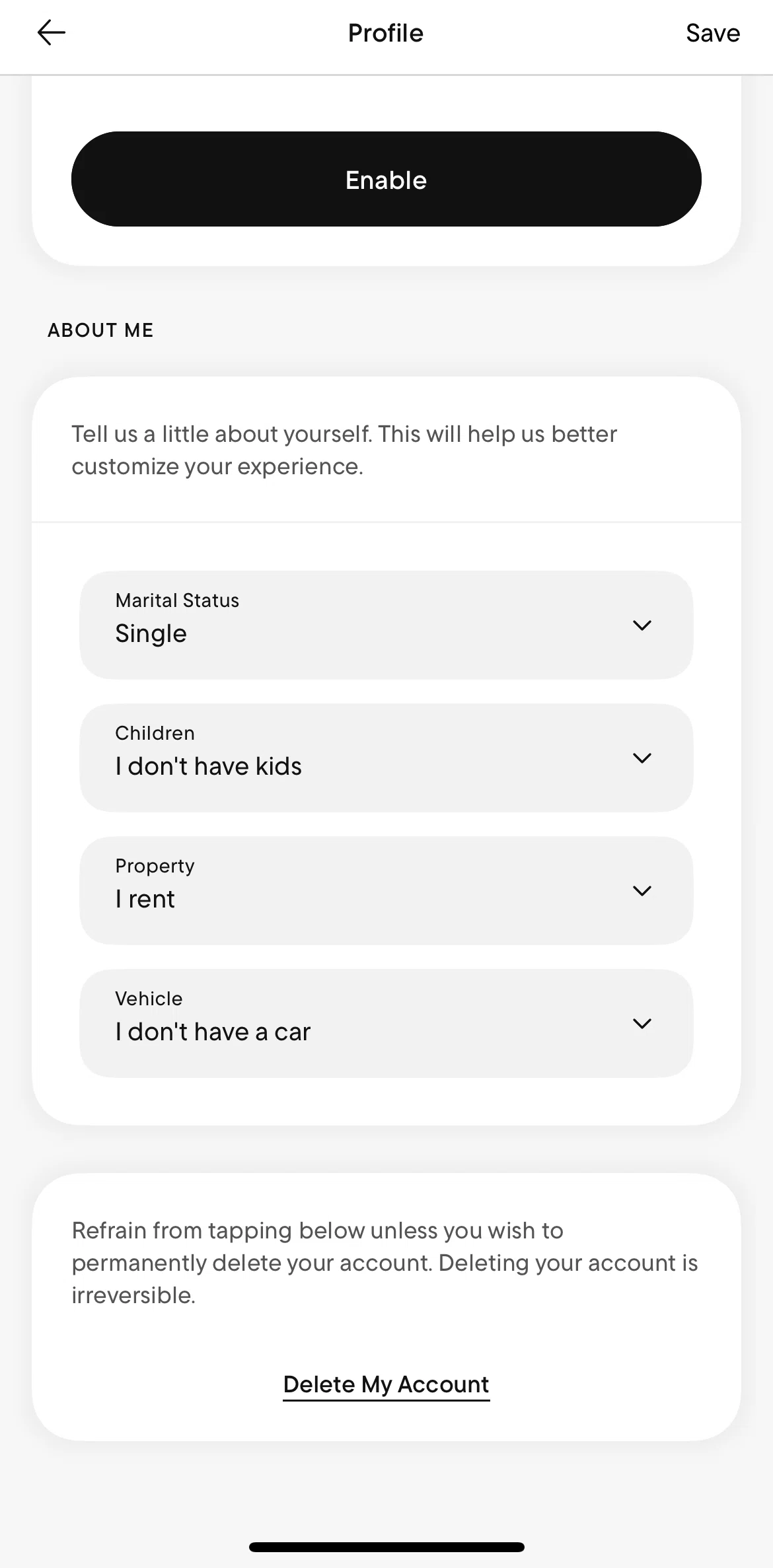 Rocket Money Screen screen in the Deleting account flow