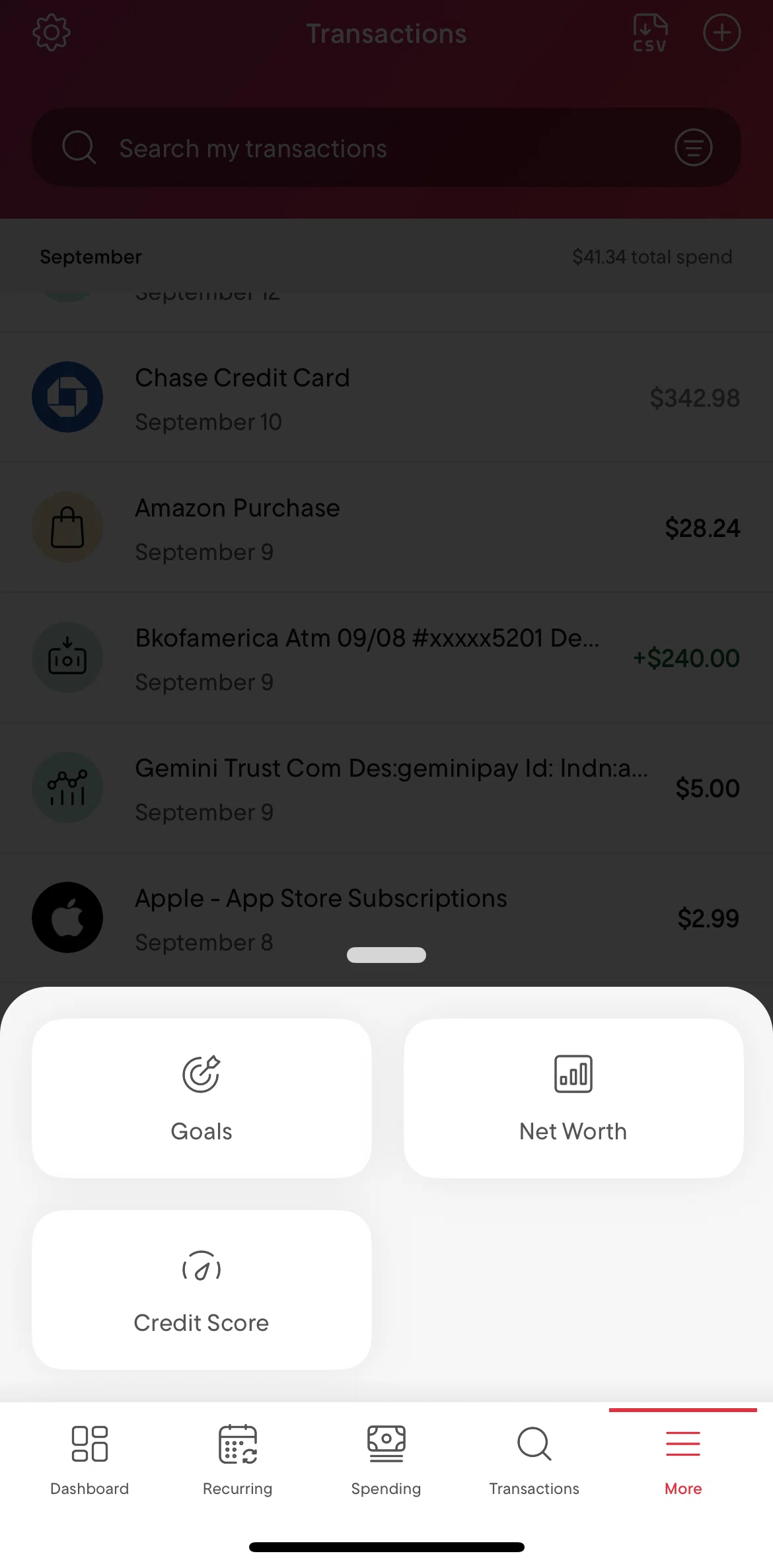 Rocket Money Screen screen in the Goals flow