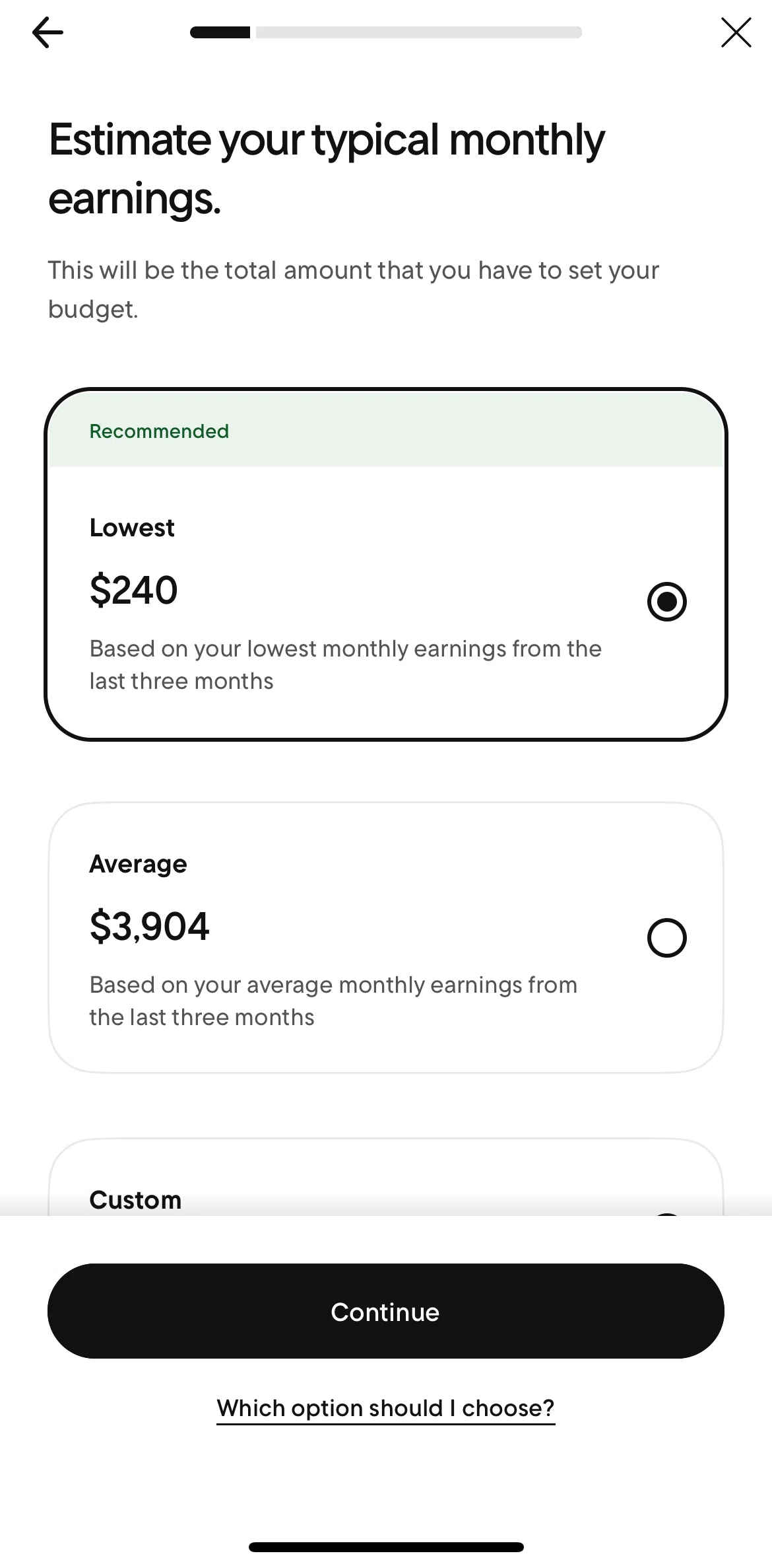 Rocket Money Screen screen in the Option information flow