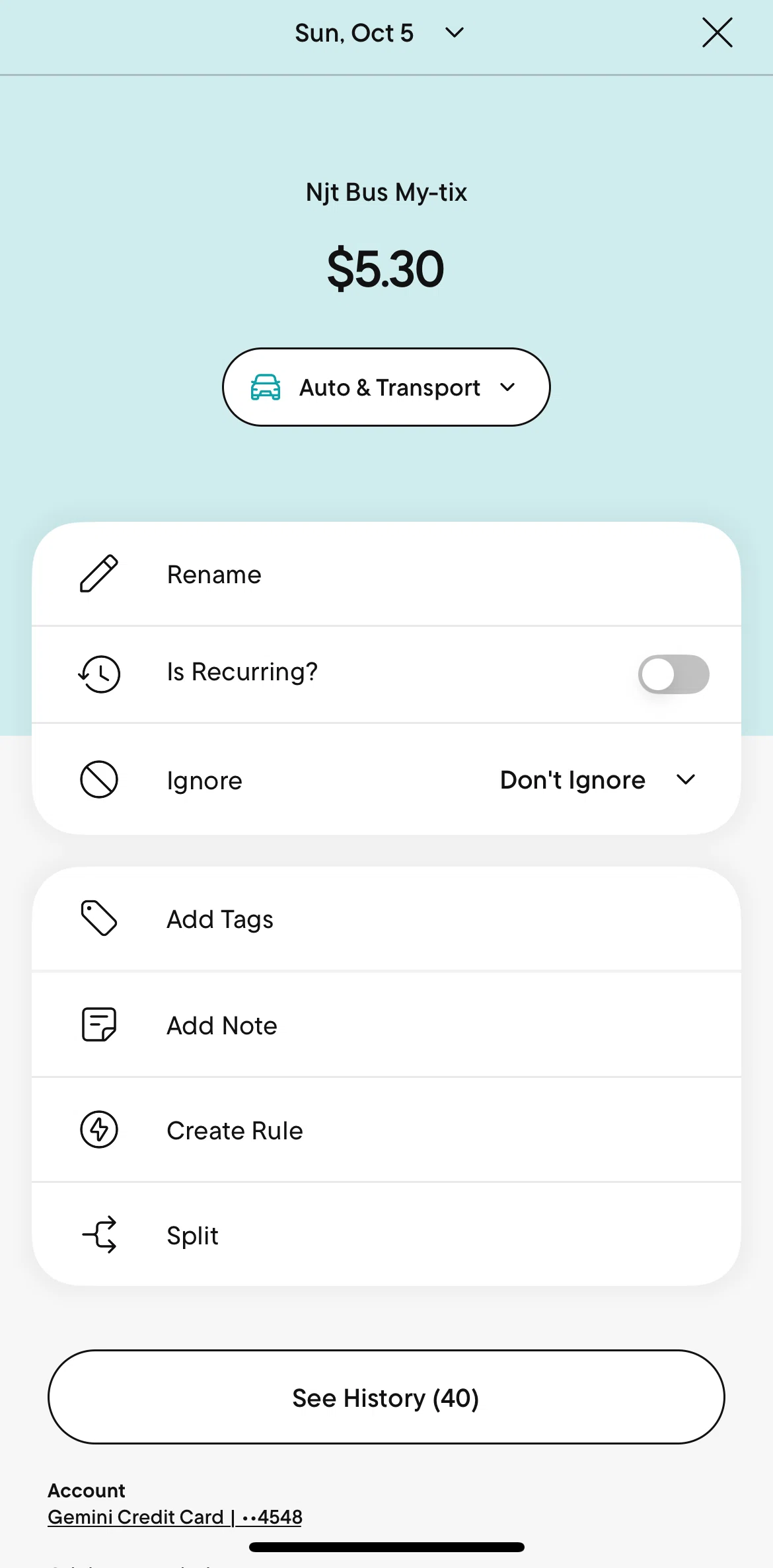 Rocket Money Screen screen in the Turning on recurring payment flow