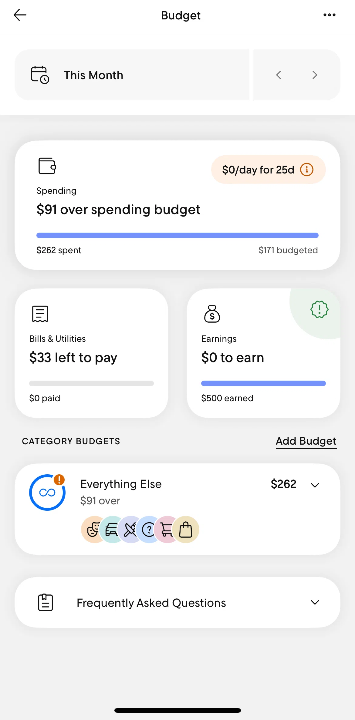 Rocket Money Screen screen in the Updating earnings flow