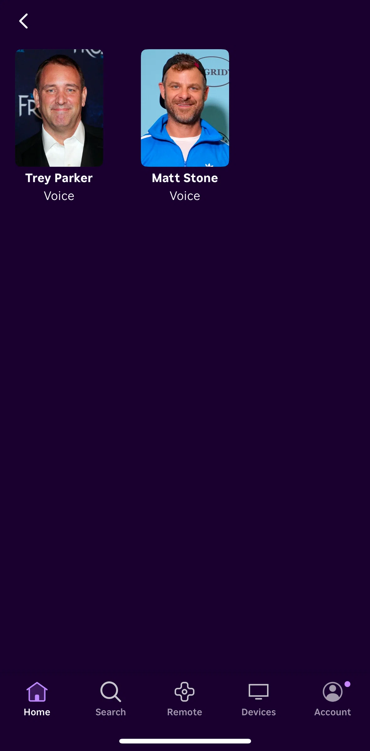 Roku Screen screen in the Actor detail flow
