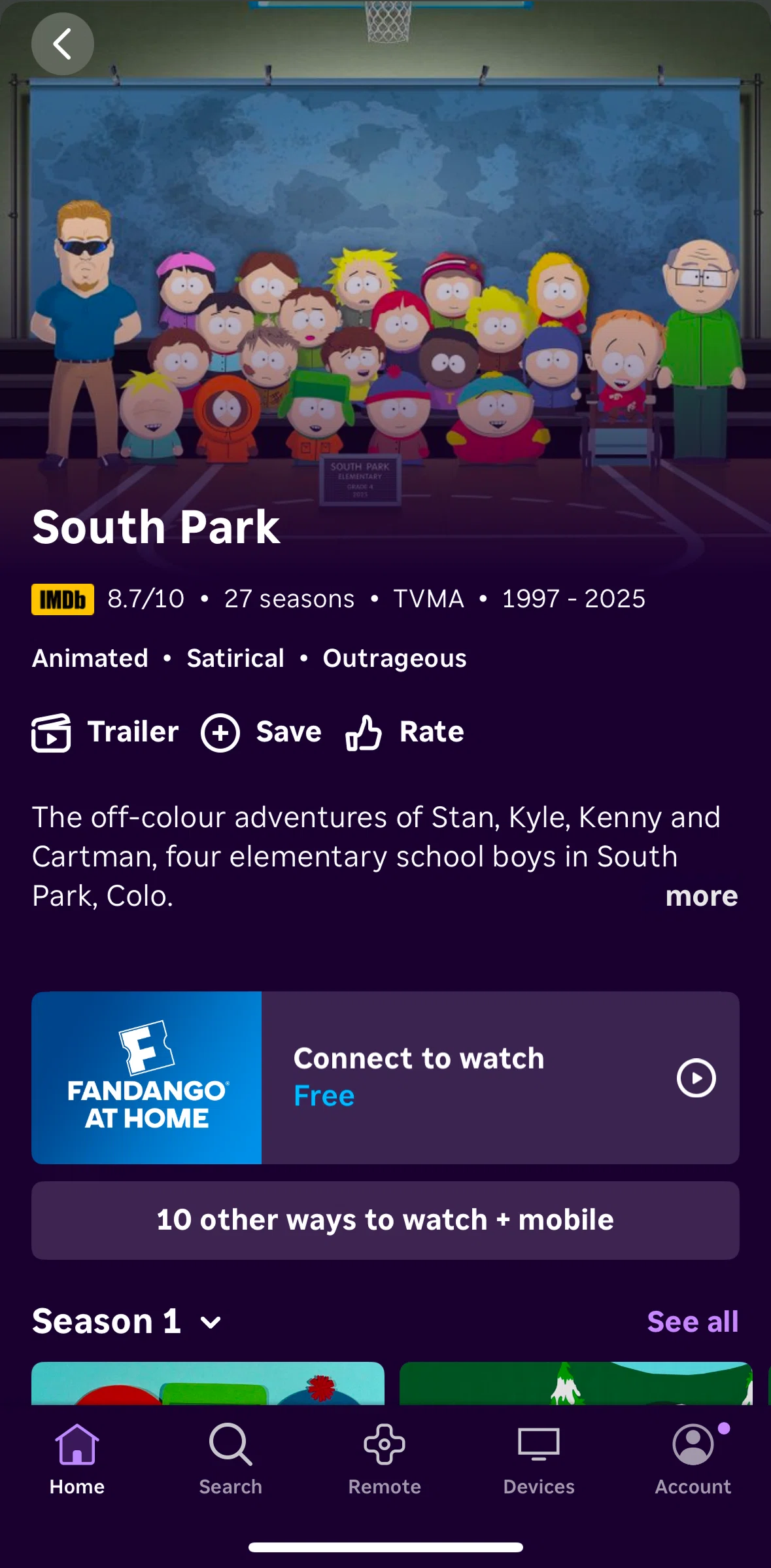 Roku Screen screen in the Connect to watch flow