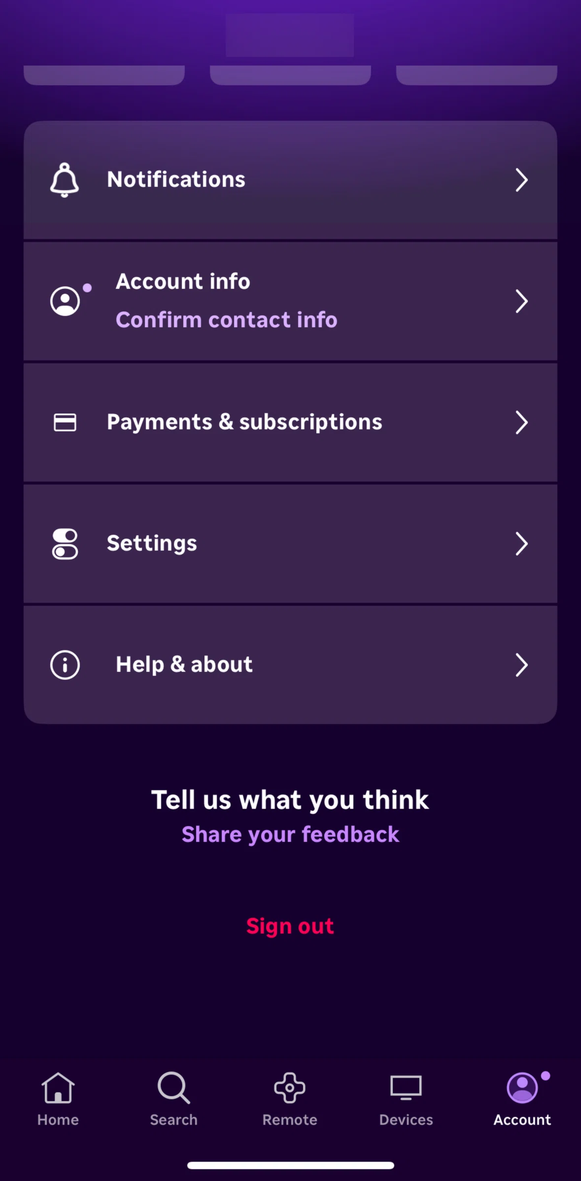 Roku Screen screen in the Logging out flow