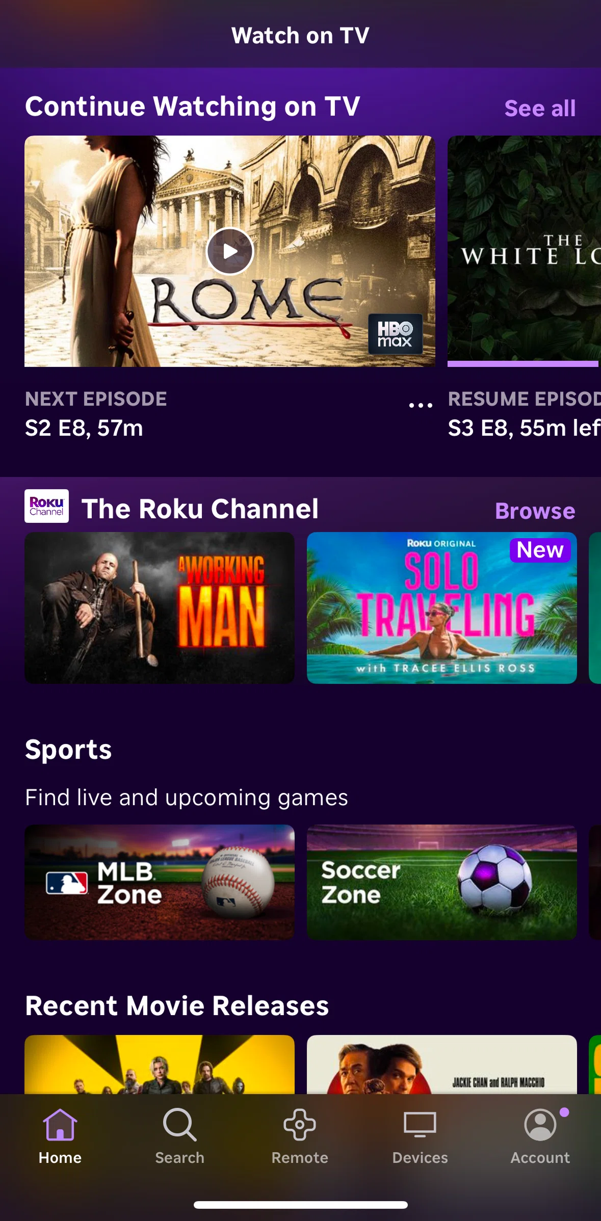 Roku Screen screen in the MLB Zone flow