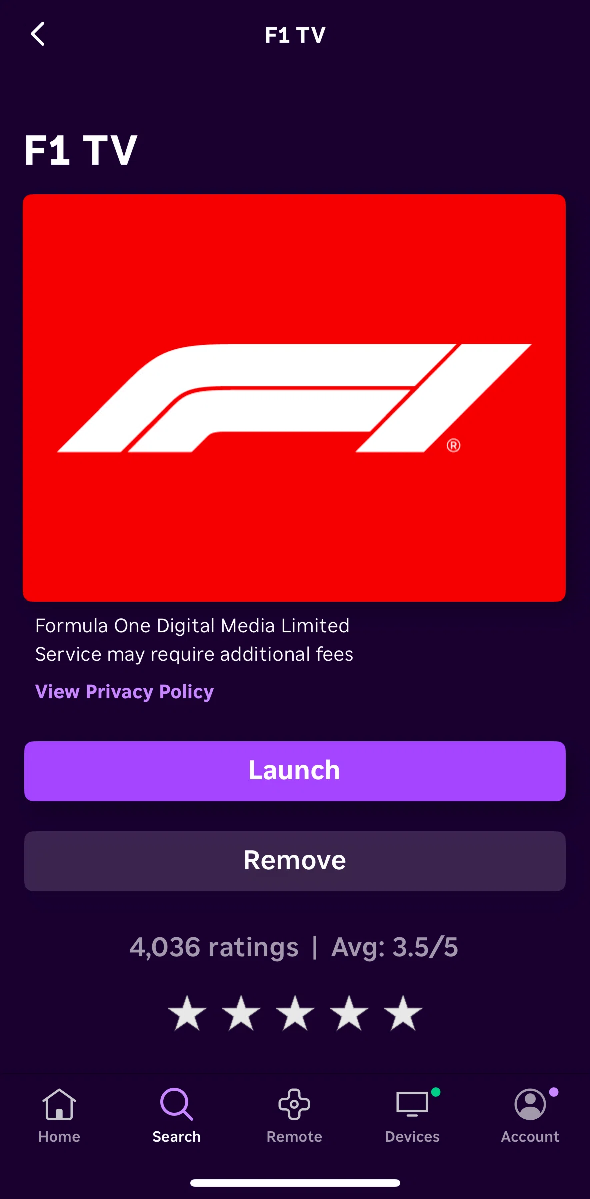 Roku Screen screen in the Removing a TV channel flow