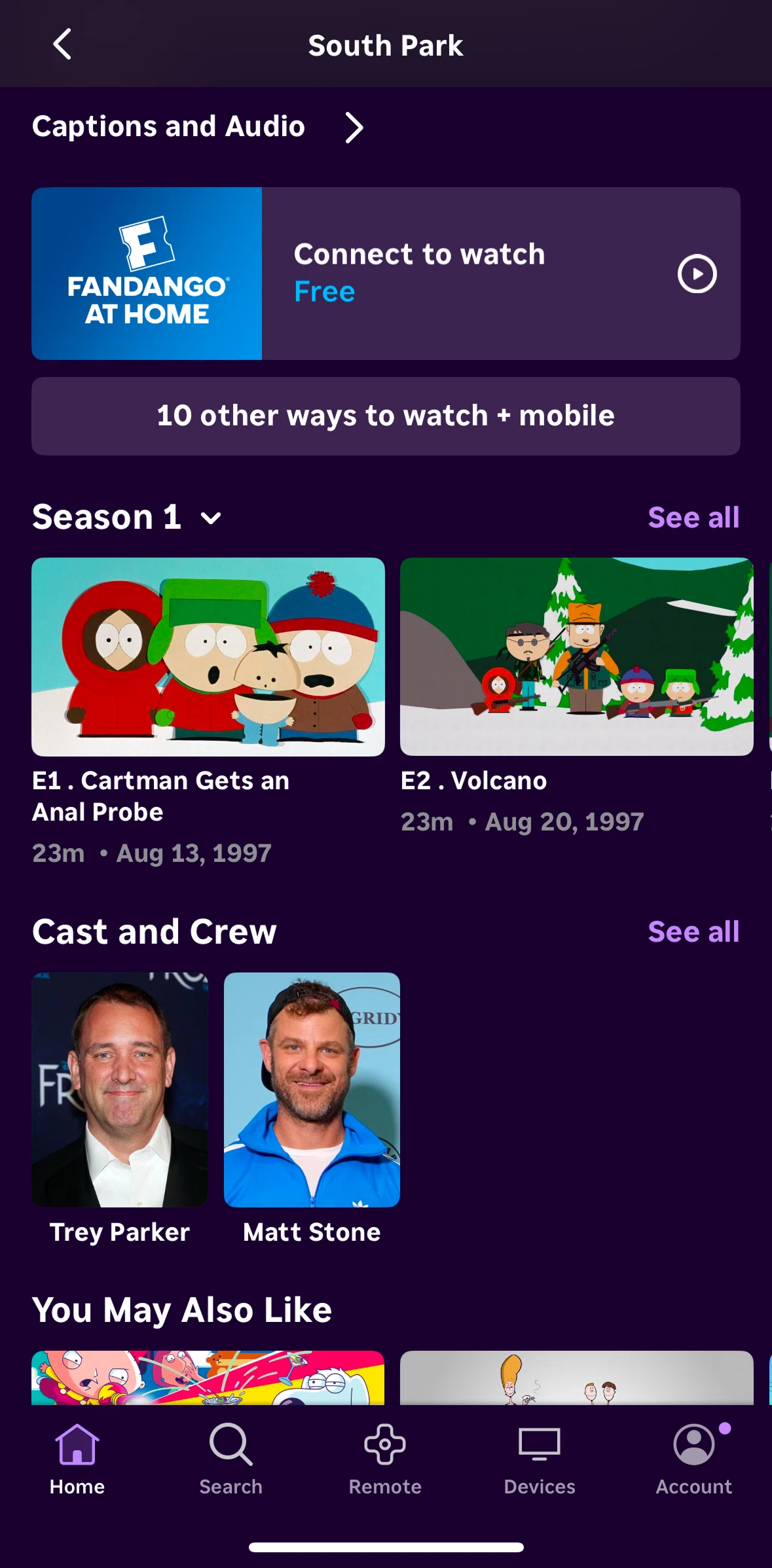 Roku Screen screen in the See all episodes flow