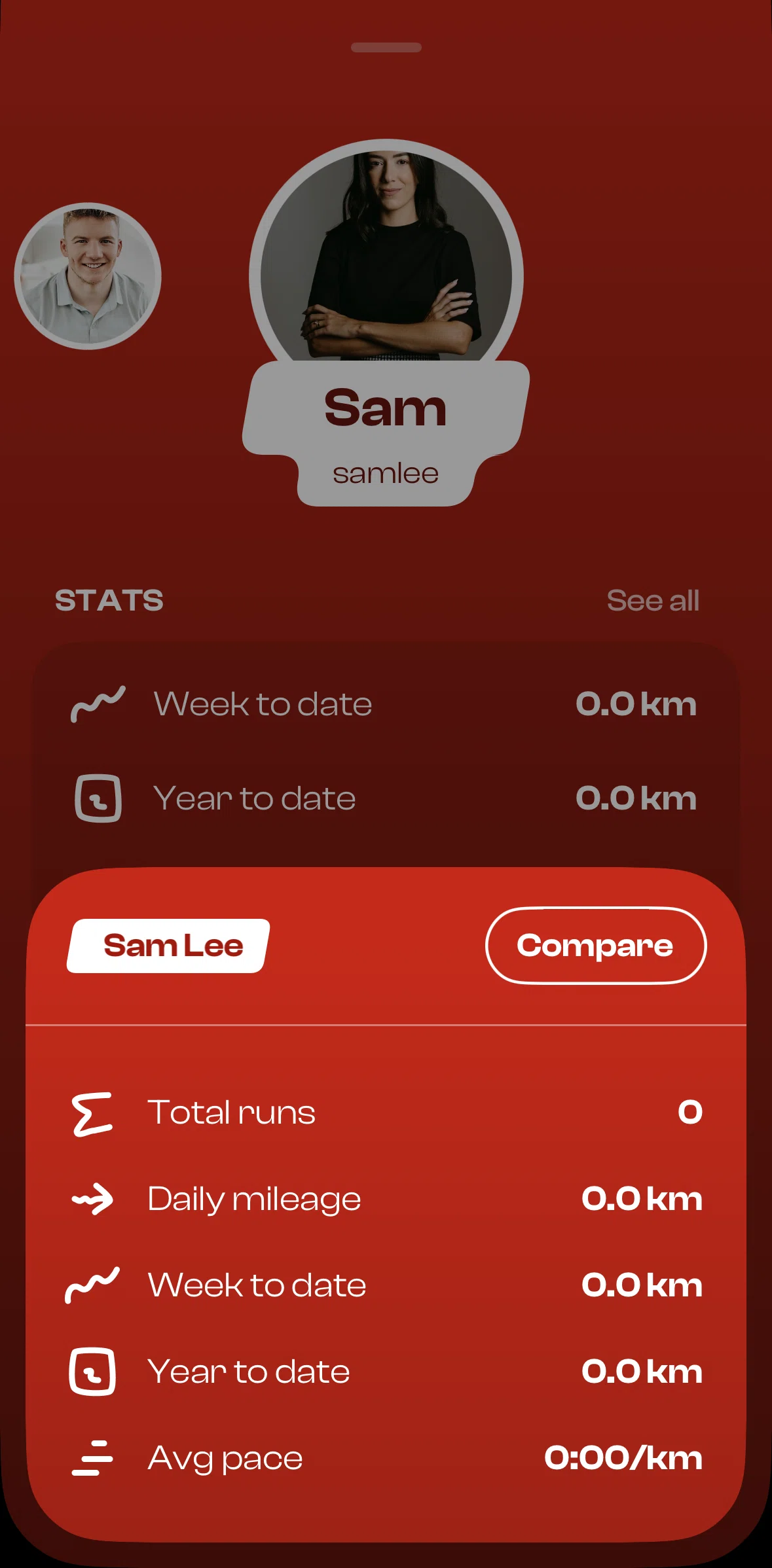 Runbuds Screen screen in the Comparing stats flow