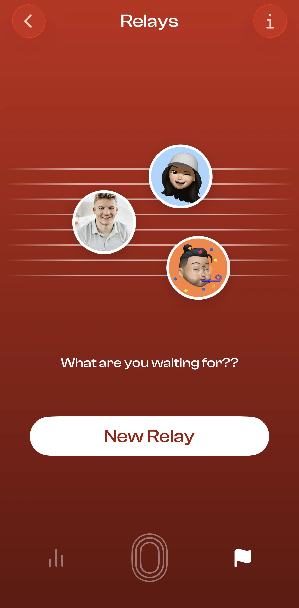 Runbuds Screen screen in the Creating a relay flow