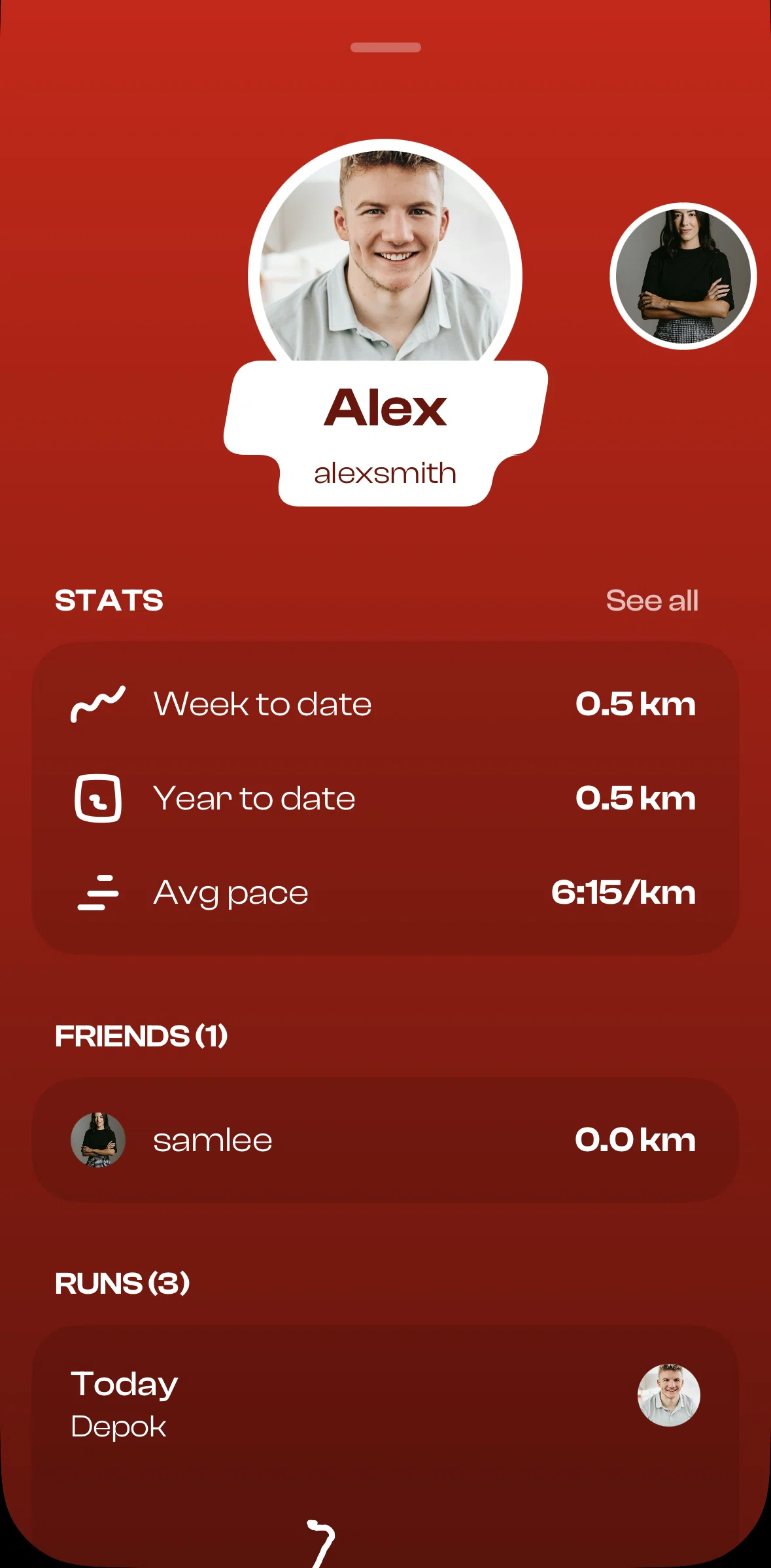 Runbuds Screen screen in the Stats (friend) flow