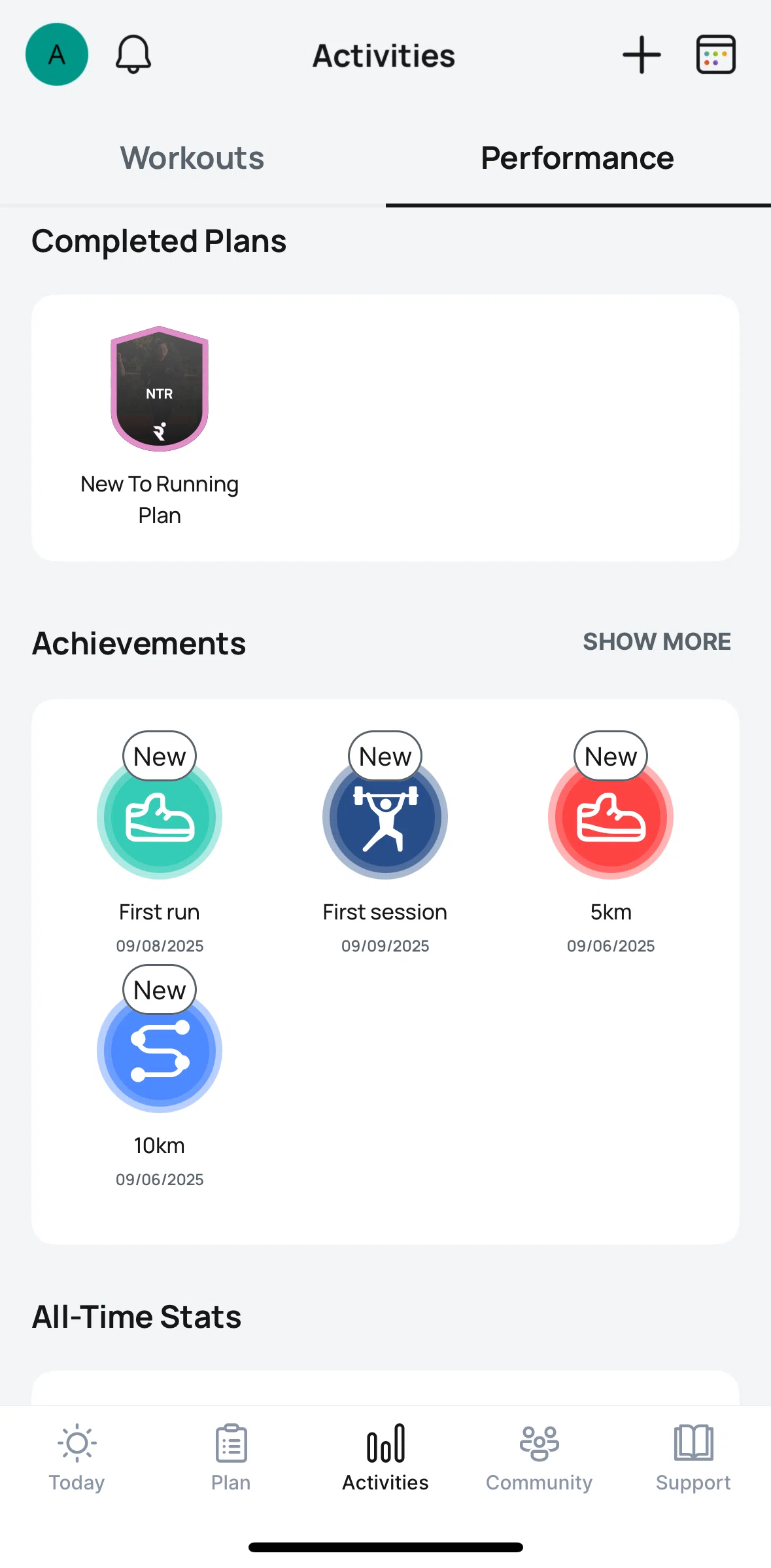 Runna Screen screen in the Achievements flow