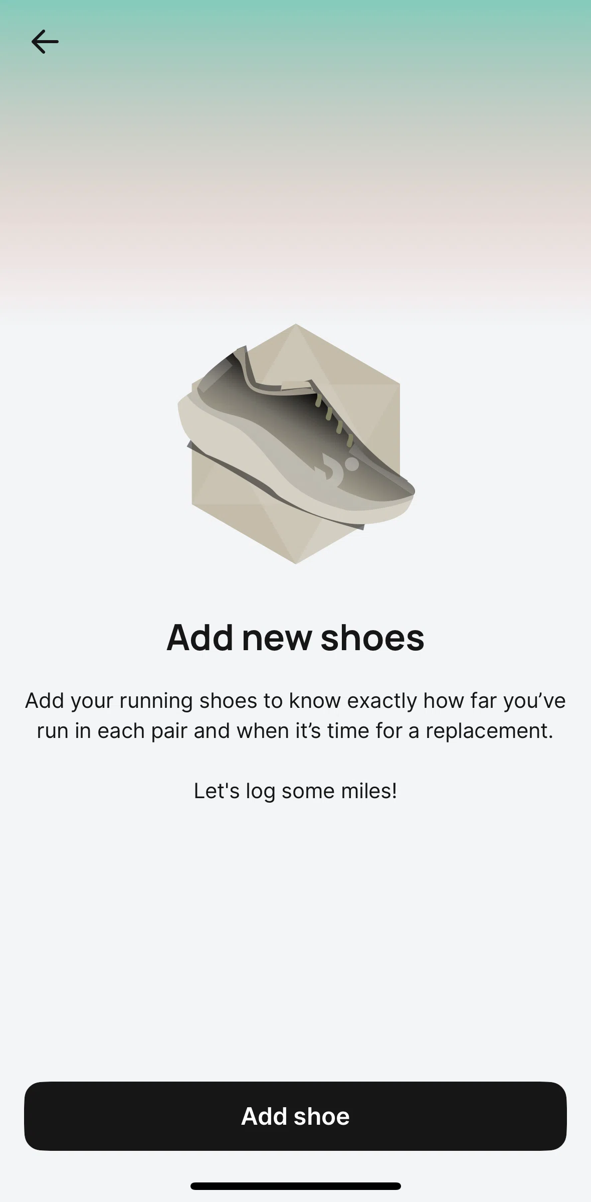 Runna Screen screen in the Adding a shoe flow