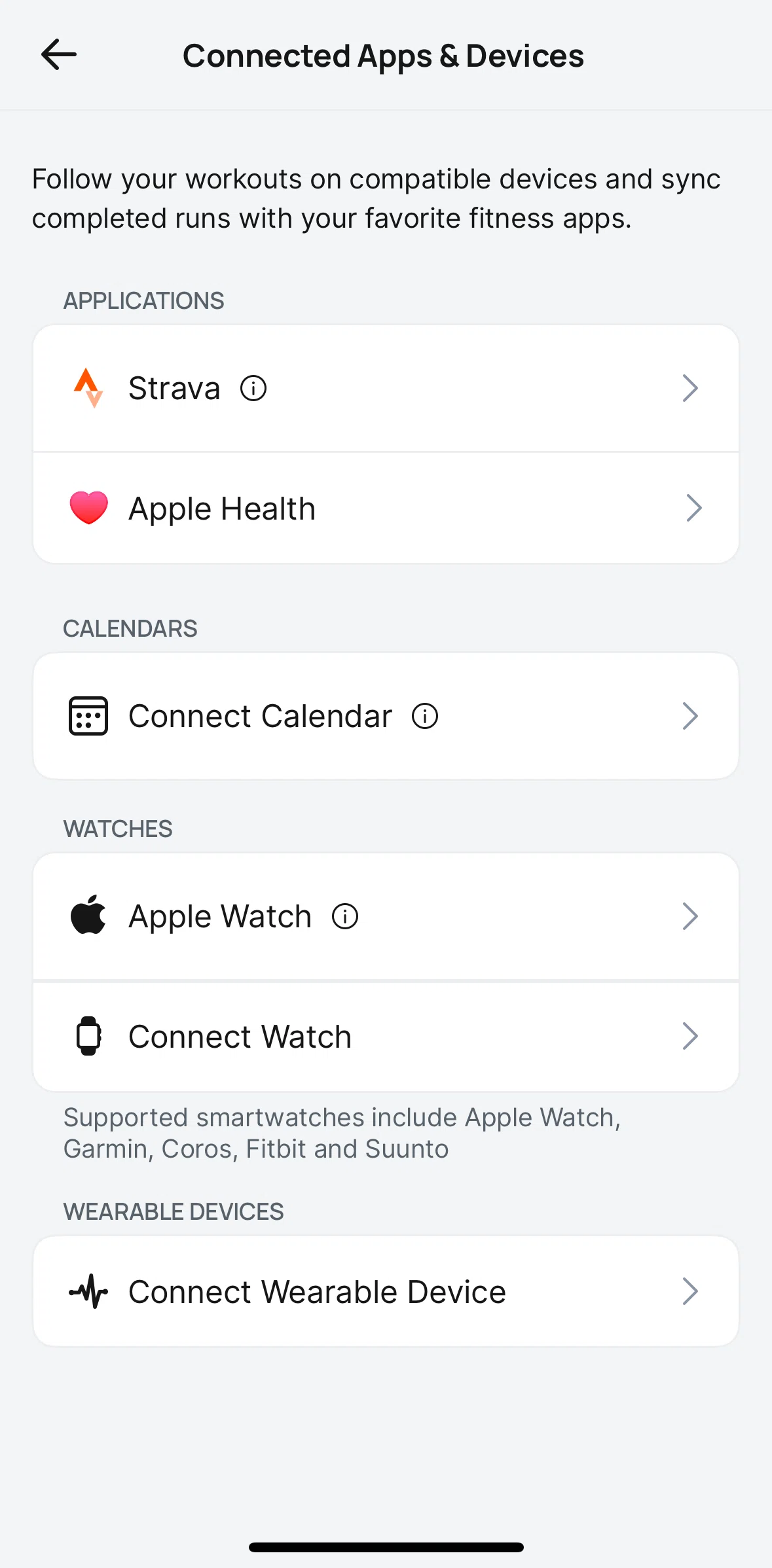Runna Screen screen in the Apple Watch flow