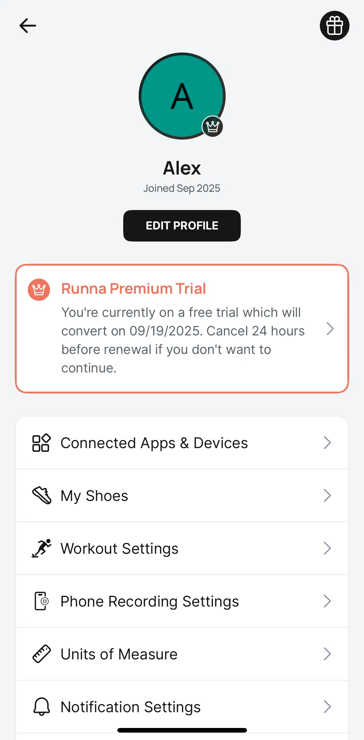 Runna Screen screen in the Canceling subscription flow