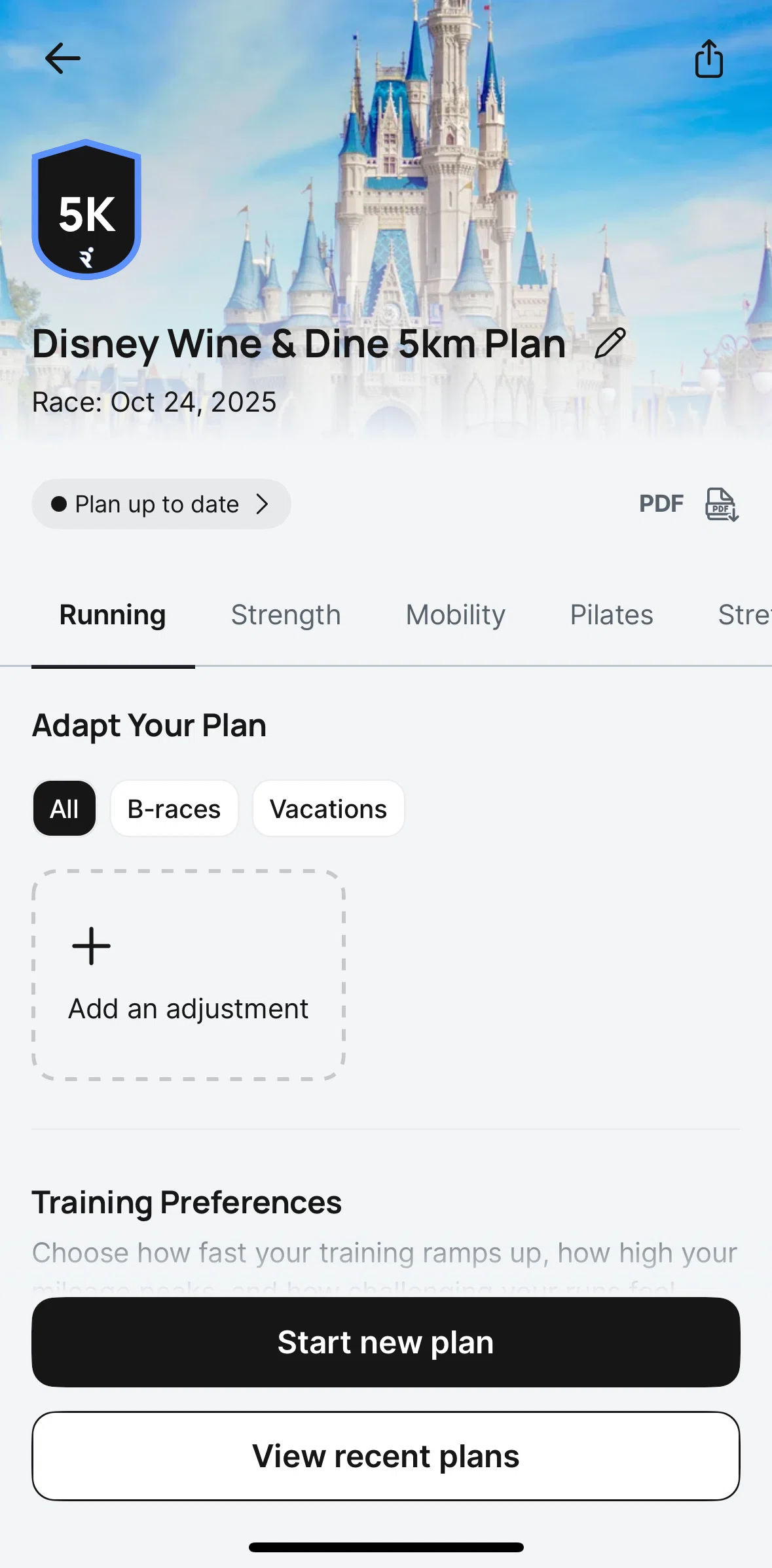 Runna Screen screen in the Changing an active plan flow