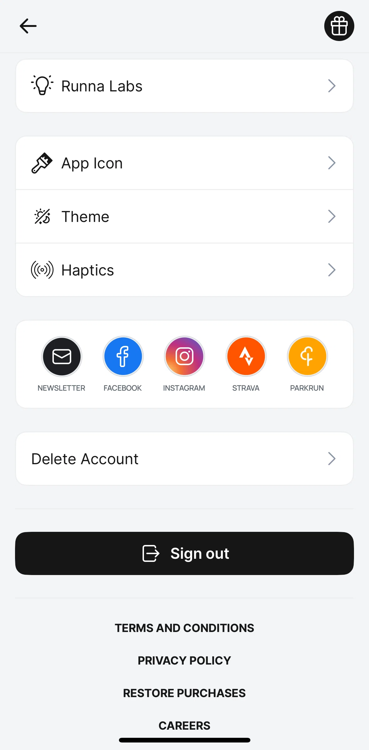 Runna Screen screen in the Changing an app icon flow