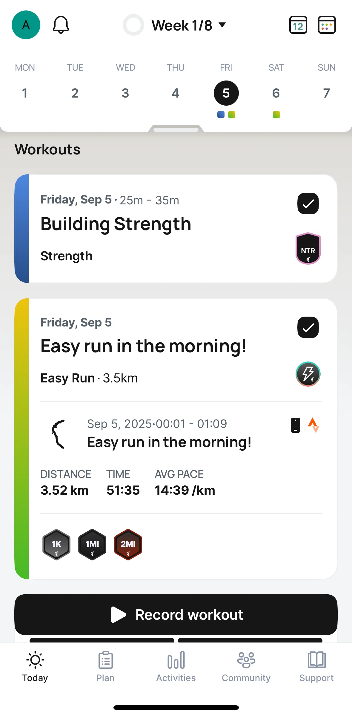 Runna Screen screen in the Changing date flow