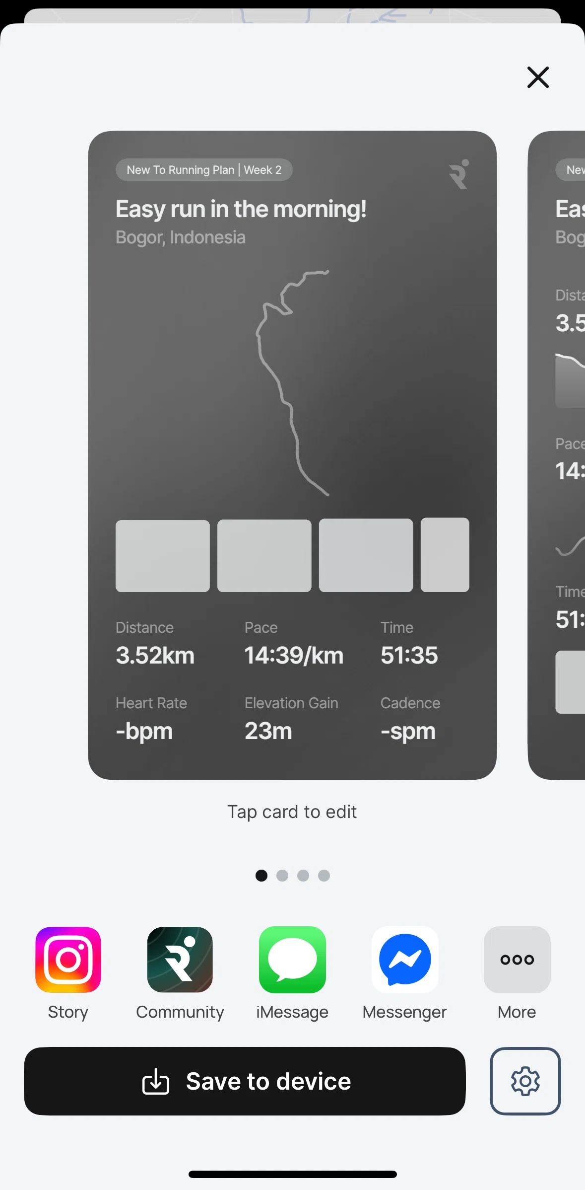 Runna Screen screen in the Changing saving preferences flow