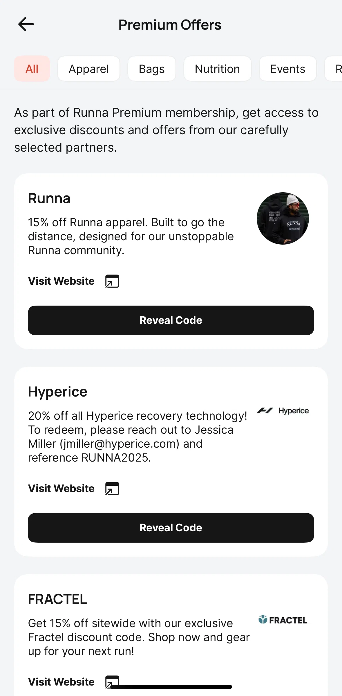Runna Screen screen in the Copying a promo code flow